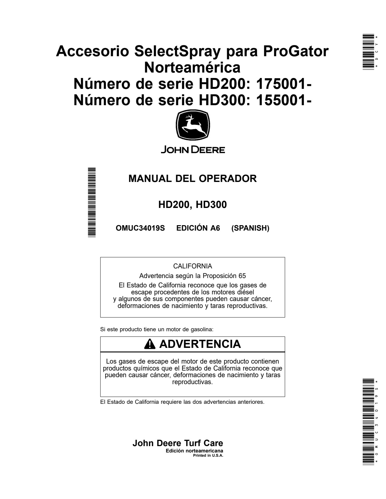 John Deere HD200 HD300 Selectspray Attachment Operator Manual OMUC34019S ES 1 John Deere HD200 HD300 Selectspray Attachment Operator Manual OMUC34019S ES
