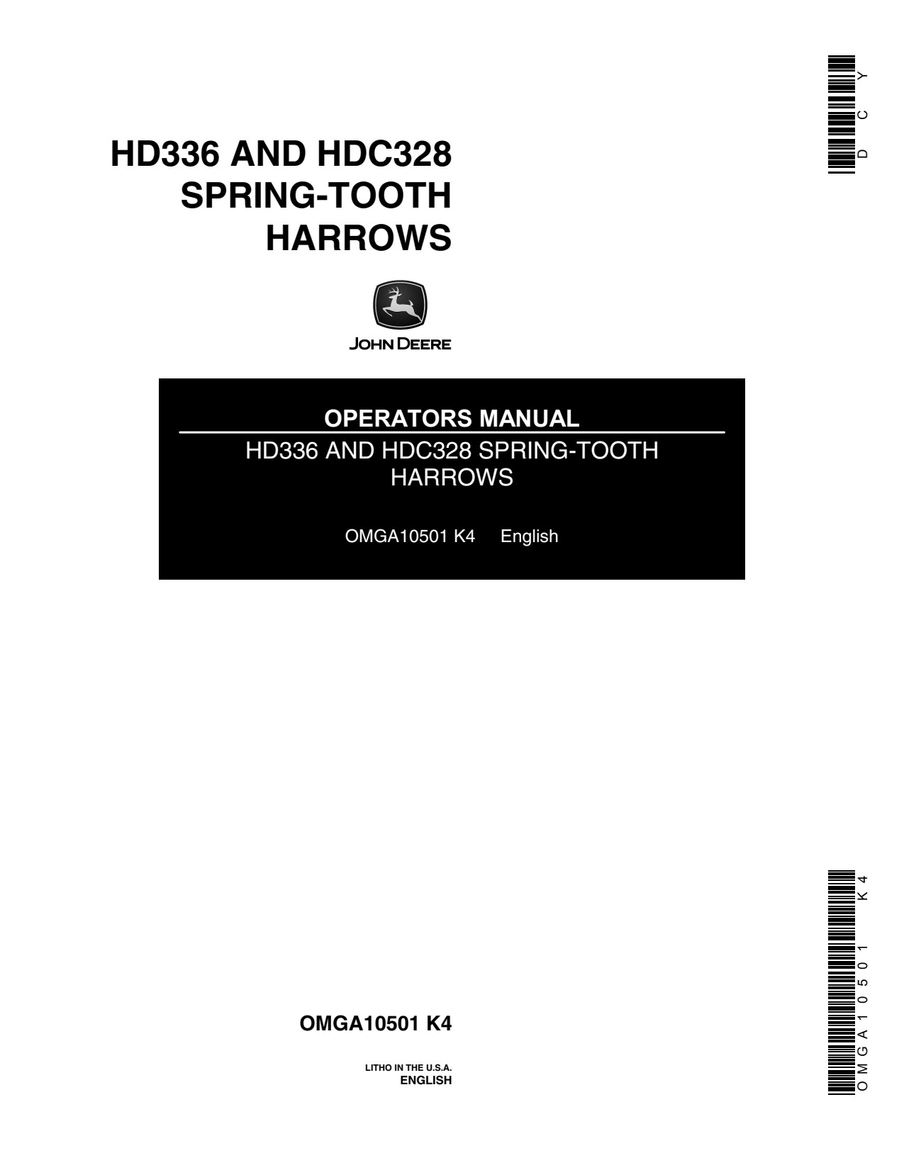 John Deere HD336 HDC328 Spring-tooth Harrow Operator Manual OMGA10501 1 John Deere HD336 HDC328 Spring-tooth Harrow Operator Manual OMGA10501