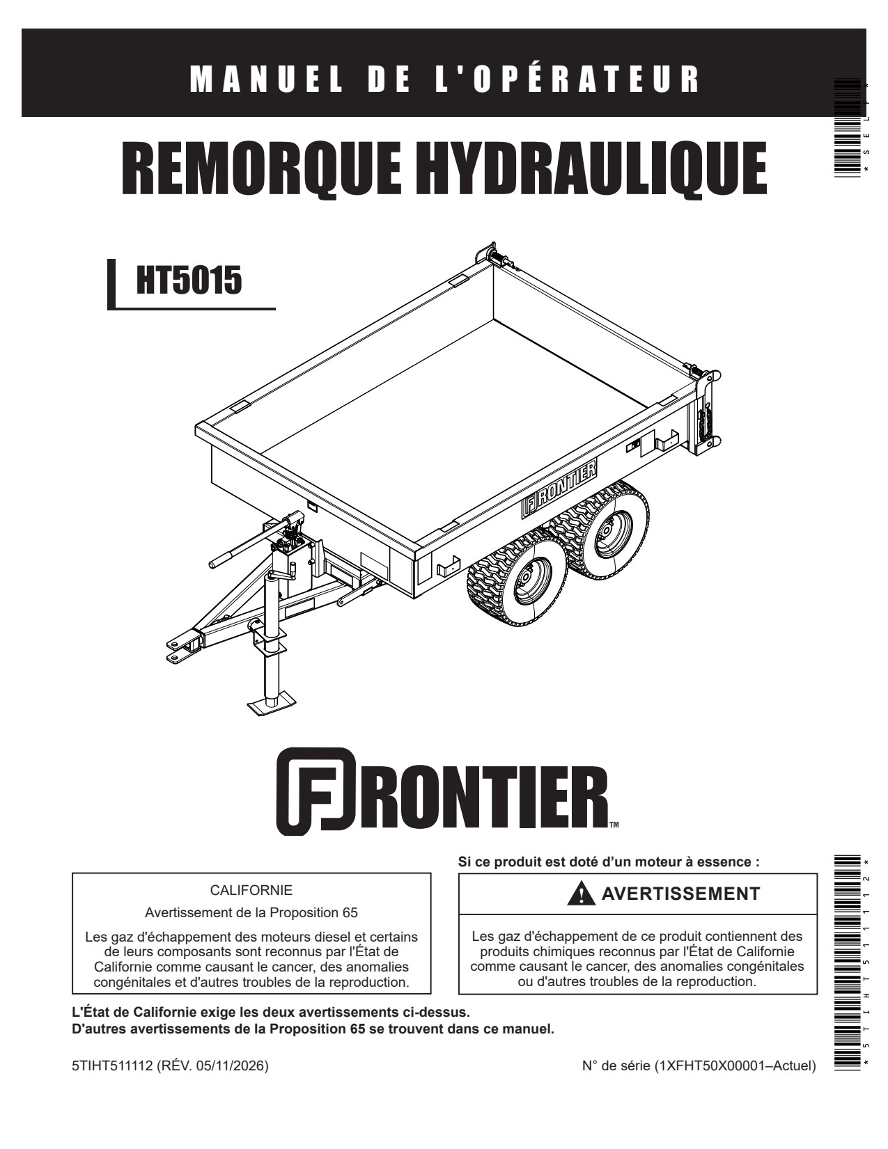 John Deere HT5015 Hydraulic Trailer Operator Manual 5TIHT511112 FR 1 John Deere HT5015 Hydraulic Trailer Operator Manual 5TIHT511112 FR