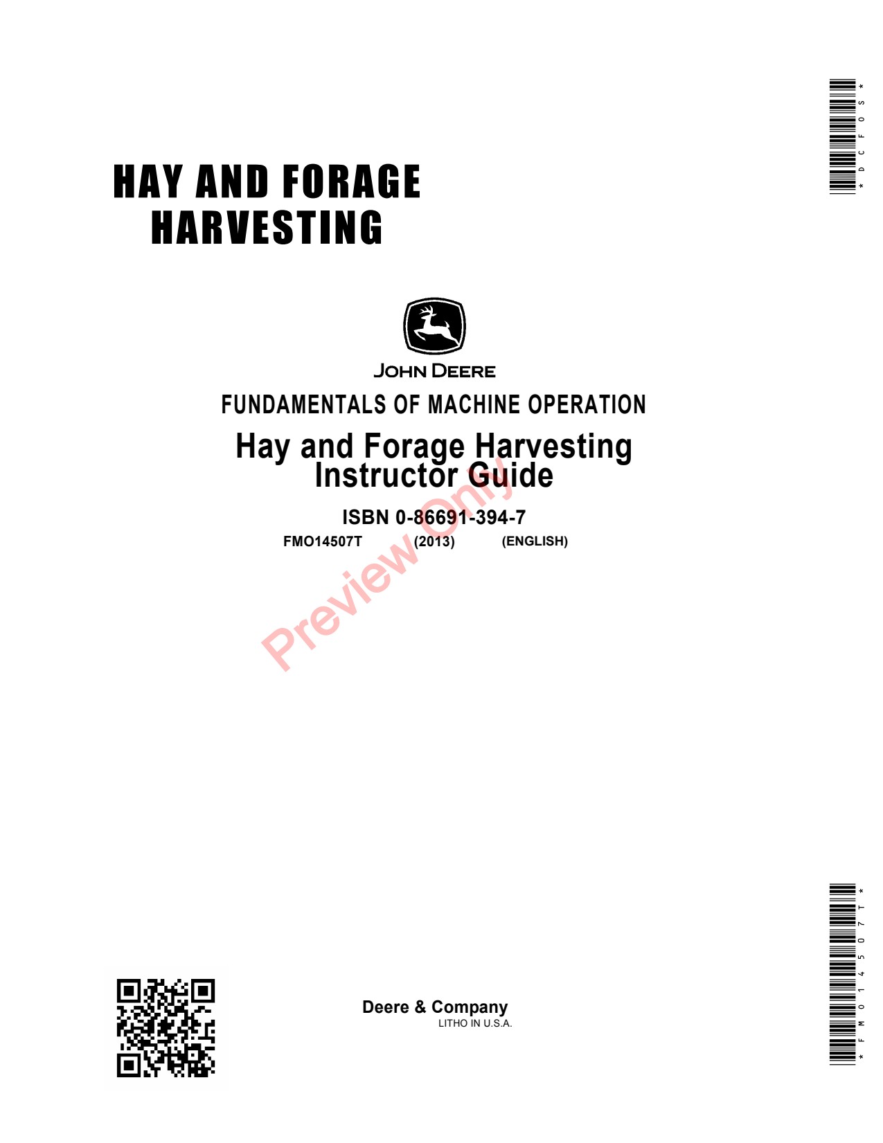John Deere Hay Forage Harvesting Instructor Guide 7th Edition Educational Material FMO14507T