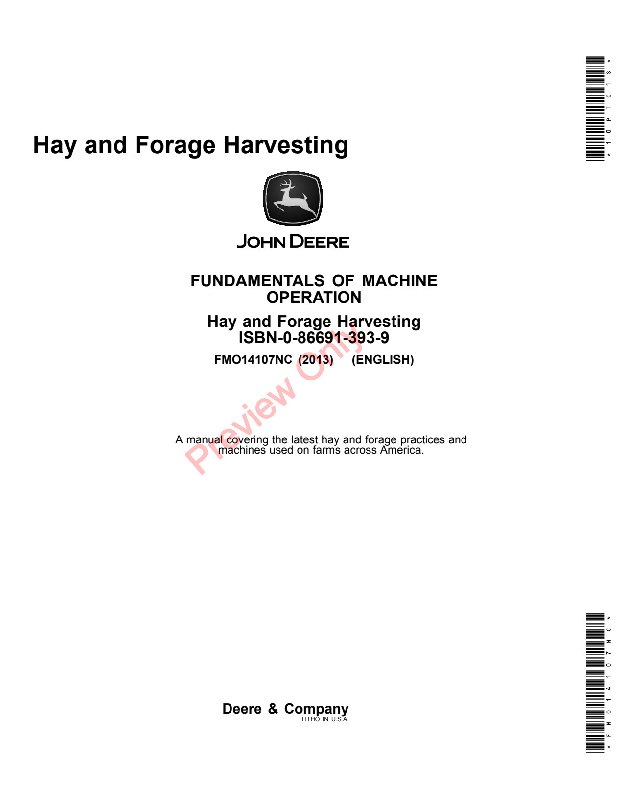 John Deere Hay Forage Harvesting Textbook 7th Edition Educational Material FMO14107NC