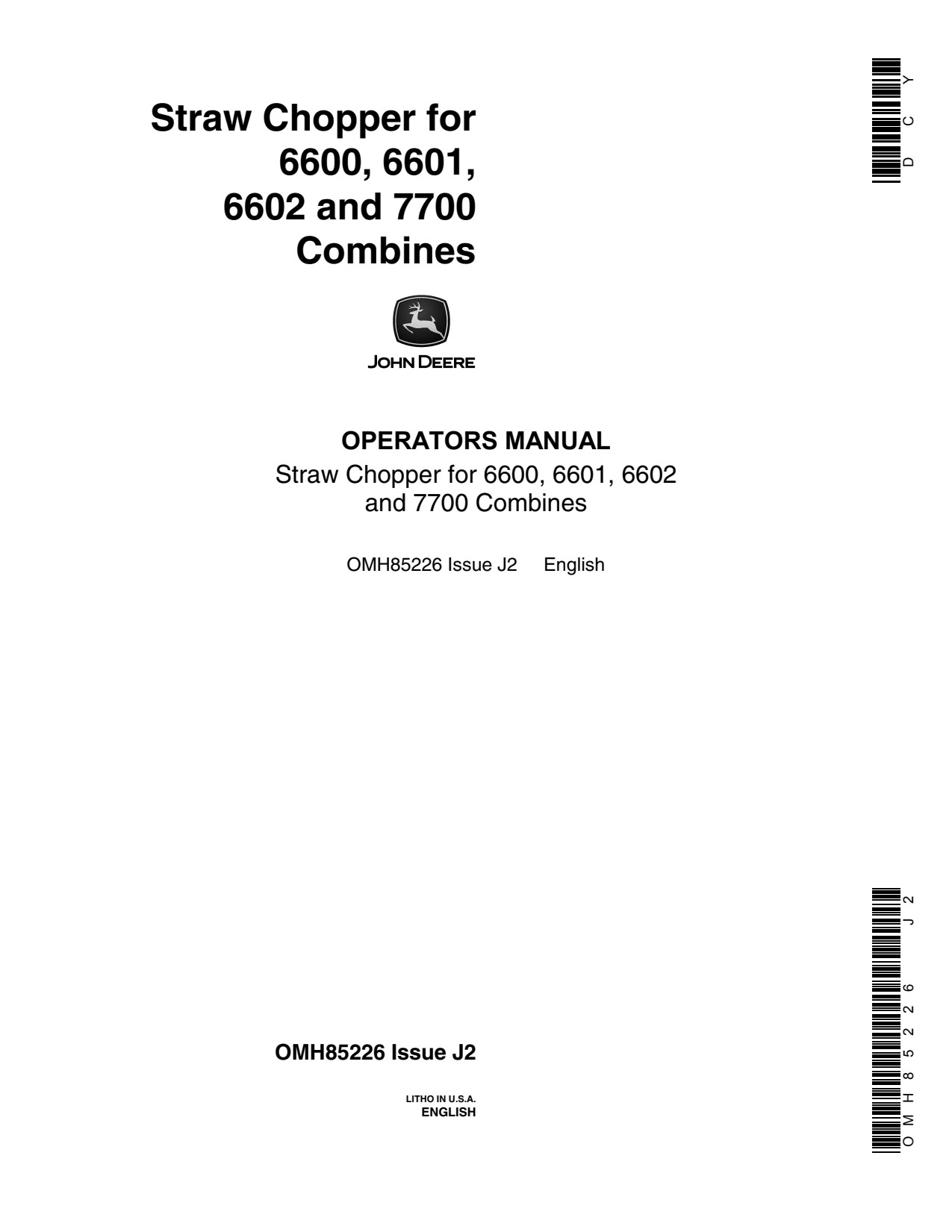 John Deere JD 6600 7700 6601 6602 Straw Spreader Operator Manual OMH85226 1 John Deere JD 6600 7700 6601 6602 Straw Spreader Operator Manual OMH85226