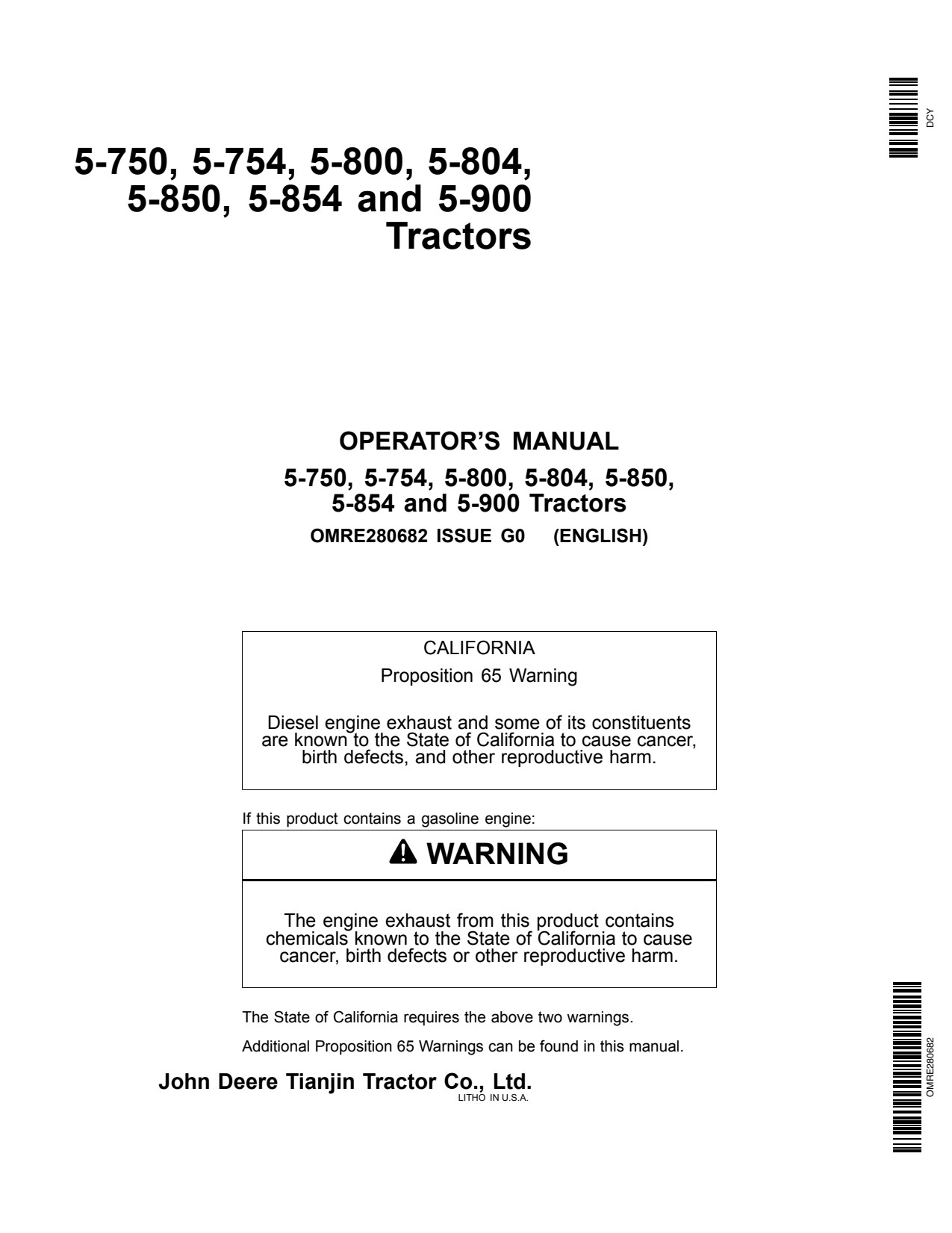 John Deere JD5-750 JD5-754 JD5-800 JD5-804 JD5-850 JD5-854 JD5-900 JD5-950 Tractor Operator Manual OMRE280682 1 John Deere JD5-750 JD5-754 JD5-800 JD5-804 JD5-850 JD5-854 JD5-900 JD5-950 Tractor Operator Manual OMRE280682