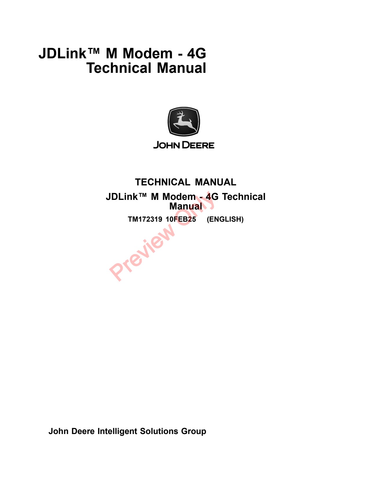 John Deere JDLink 4G Precision Ag Electronics Technical Manual TM172319 1 John Deere JDLink 4G Precision Ag Electronics Technical Manual TM172319