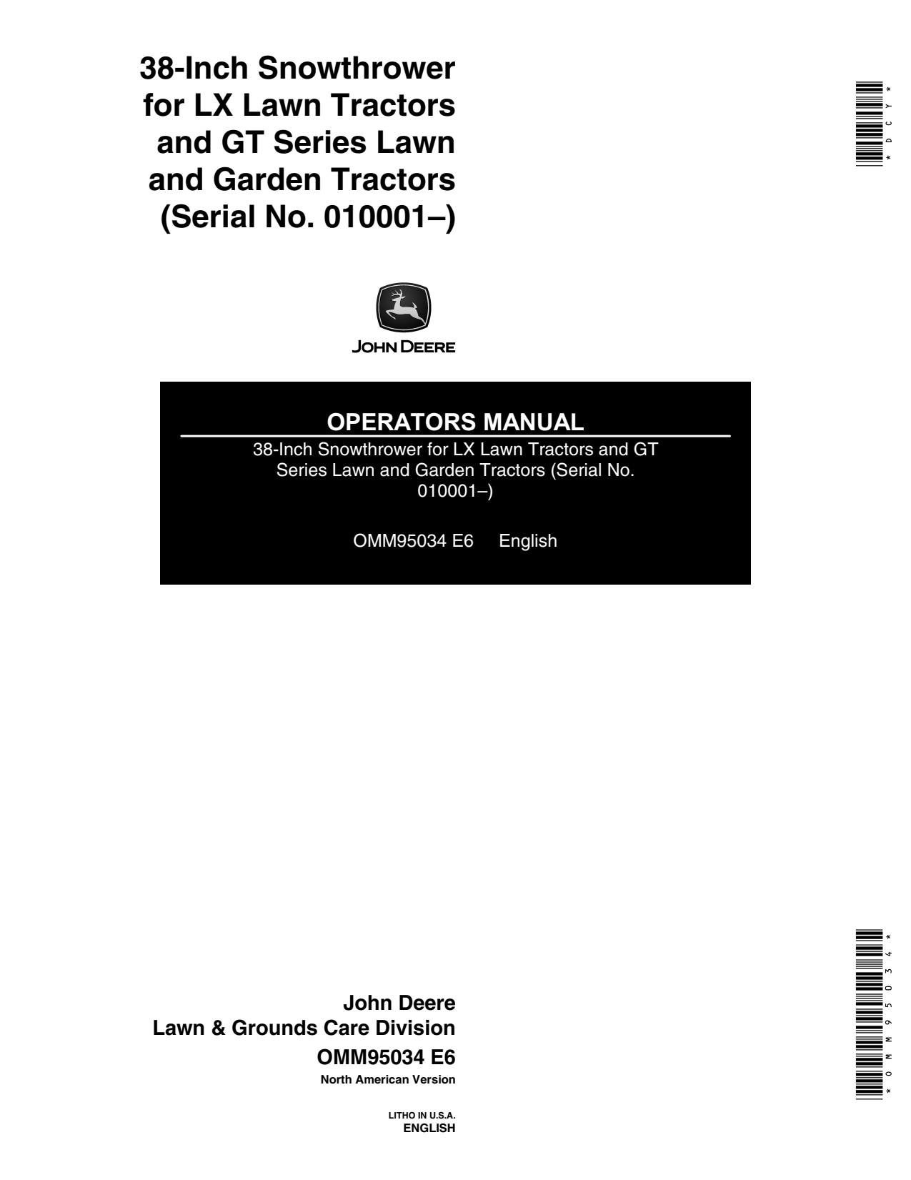 John Deere LX Lawn Tractors GT Series Garden Tractor Operator Manual OMM95034 1 John Deere LX Lawn Tractors GT Series Garden Tractor Operator Manual OMM95034
