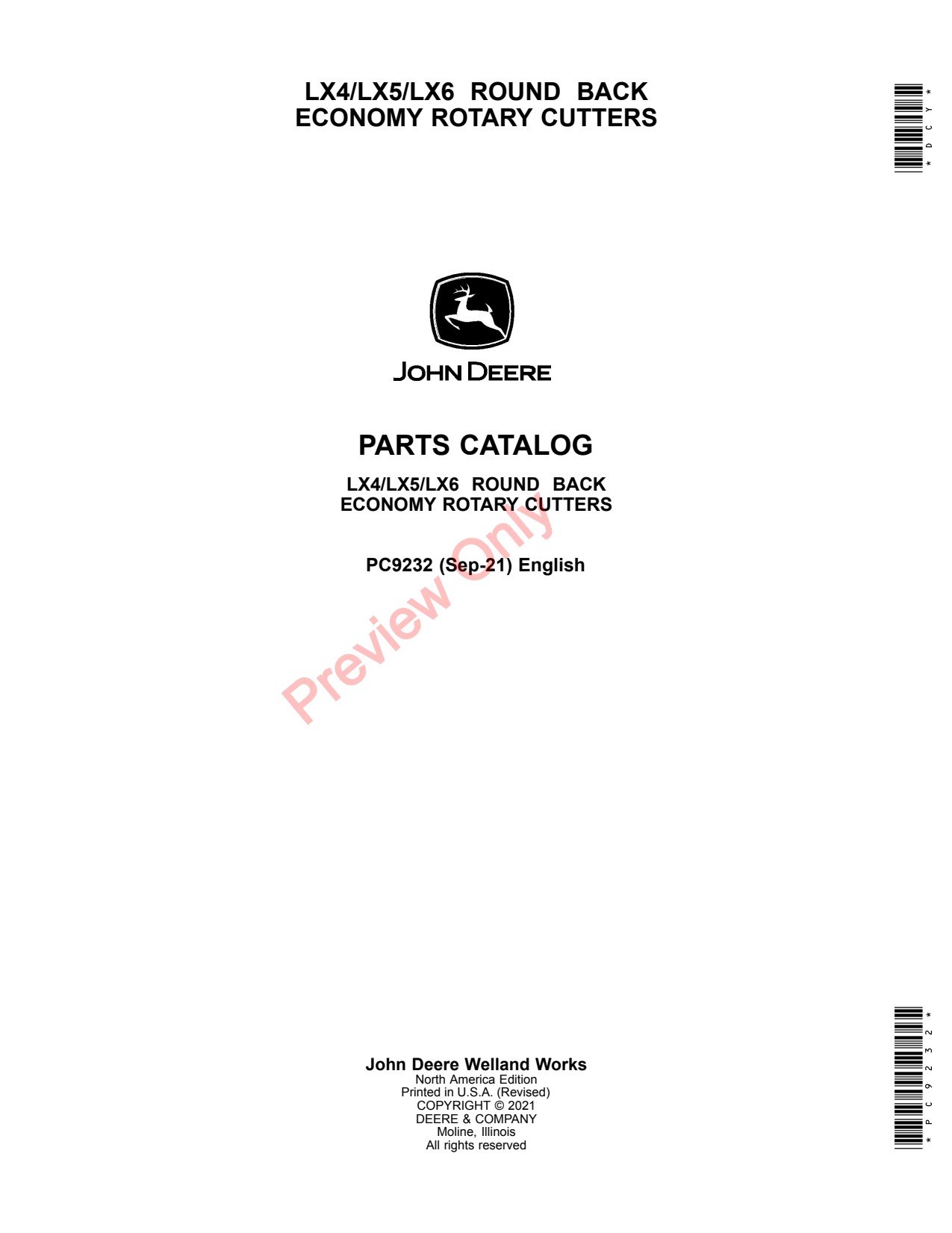 John Deere LX4 to LX6 Back Economy Rotary Cutter Parts Catalog PC9232 1 John Deere LX4 to LX6 Back Economy Rotary Cutter Parts Catalog PC9232