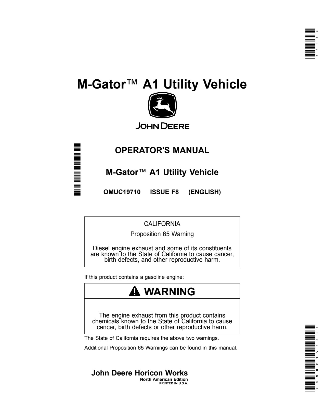 John Deere M-Gator A1 Utility Vehicle Gator Operator Manual OMUC19710 1 John Deere M-Gator A1 Utility Vehicle Gator Operator Manual OMUC19710