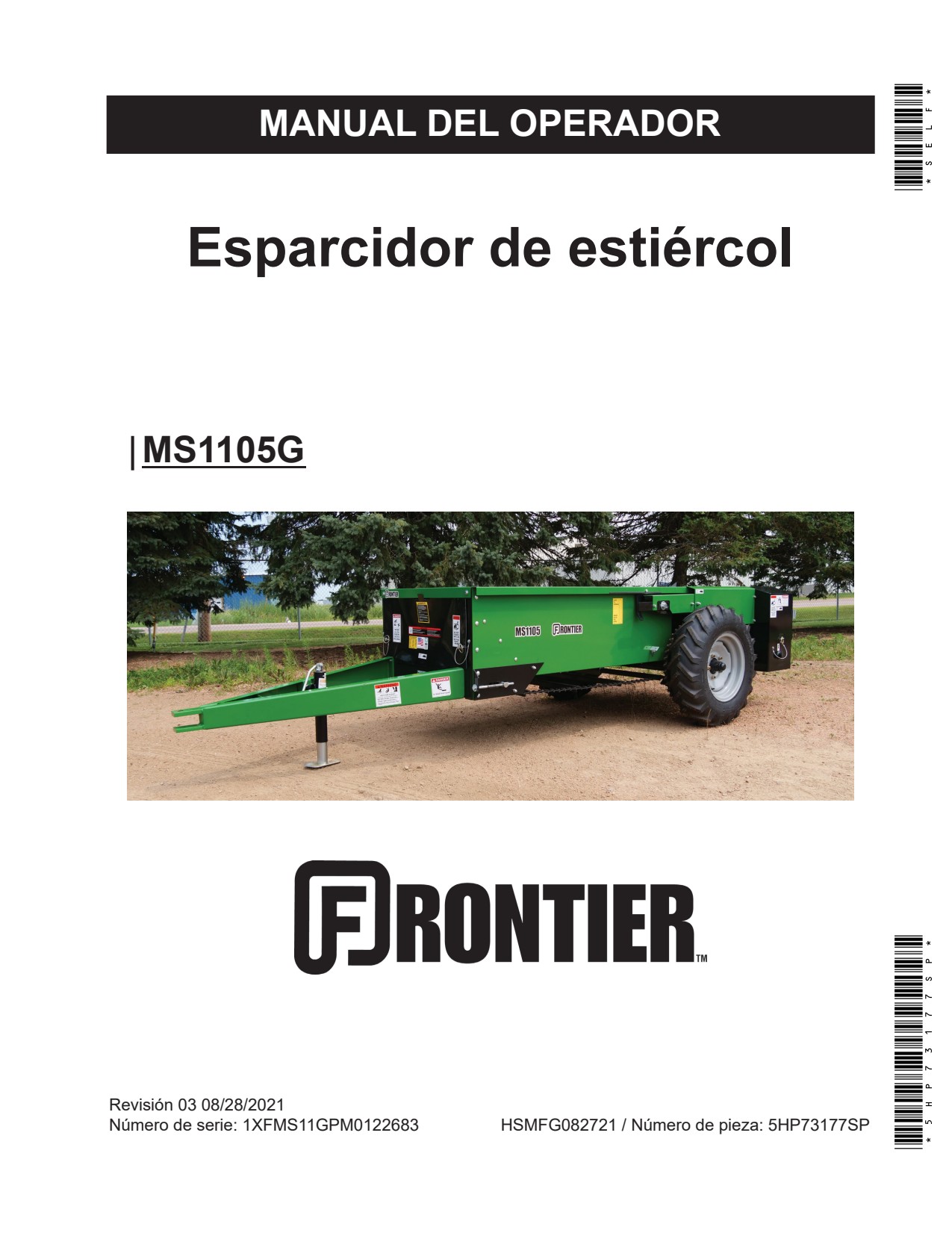 John Deere MS1105G MS2206G Manure Spreader Operator Manual 5HP73177SP ES 1 John Deere MS1105G MS2206G Manure Spreader Operator Manual 5HP73177SP ES