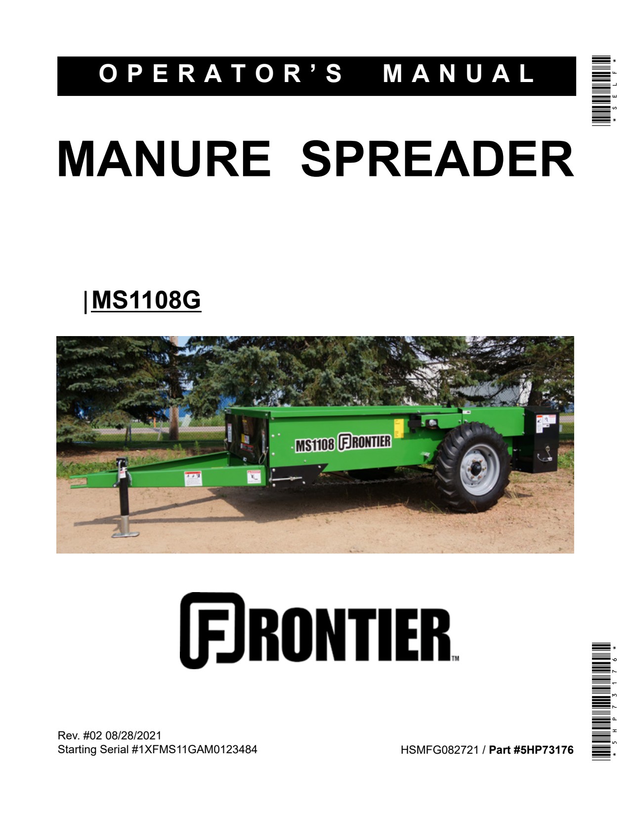 John Deere MS1108G Manure Spreader Operator Manual 5HP73176 1 John Deere MS1108G Manure Spreader Operator Manual 5HP73176