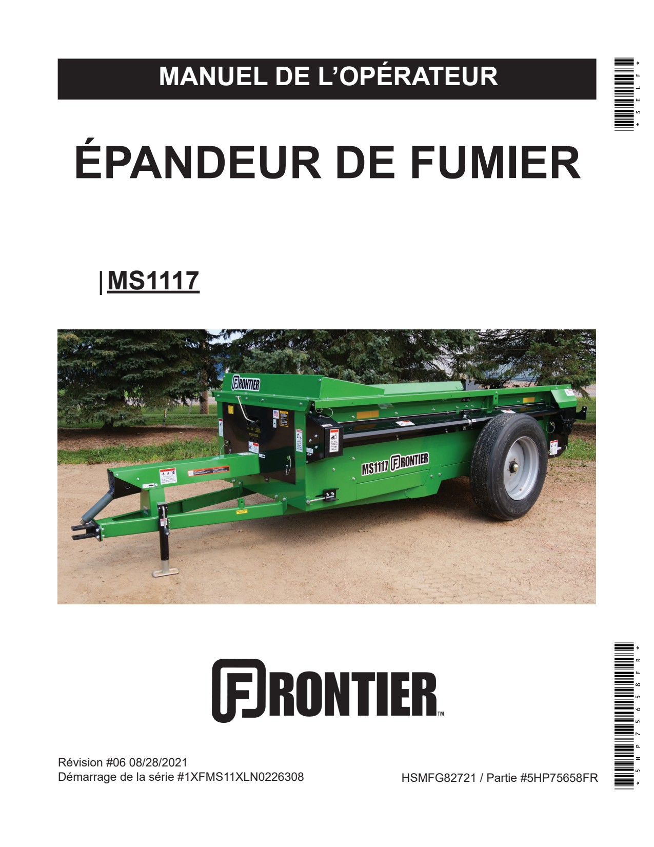 John Deere MS1117 Manure Spreader Operator Manual 5HP75658FR FR 1 John Deere MS1117 Manure Spreader Operator Manual 5HP75658FR FR