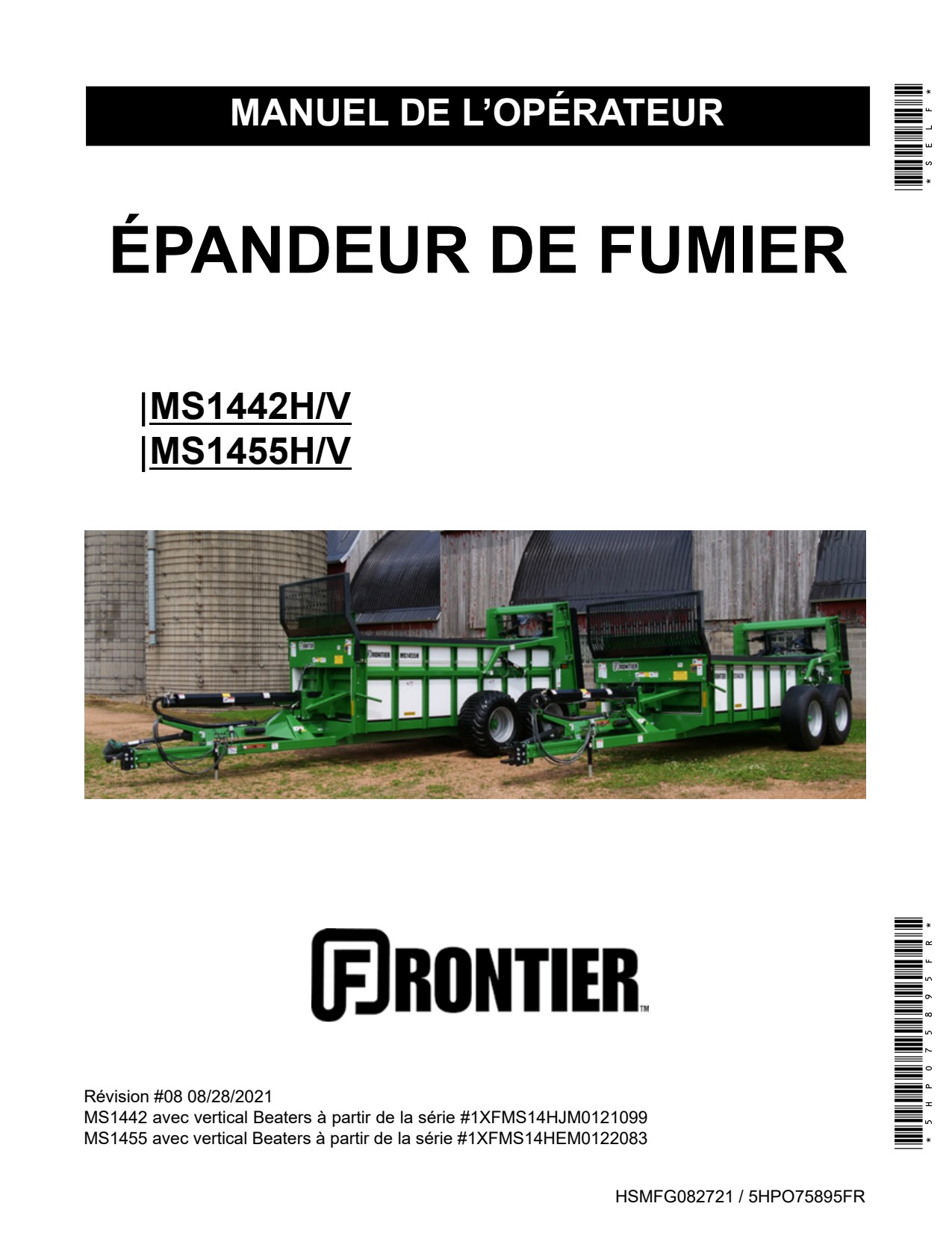 John Deere MS1442 MS1455 Manure Spreader Operator Manual 5HPO75895FR FR 1 John Deere MS1442 MS1455 Manure Spreader Operator Manual 5HPO75895FR FR