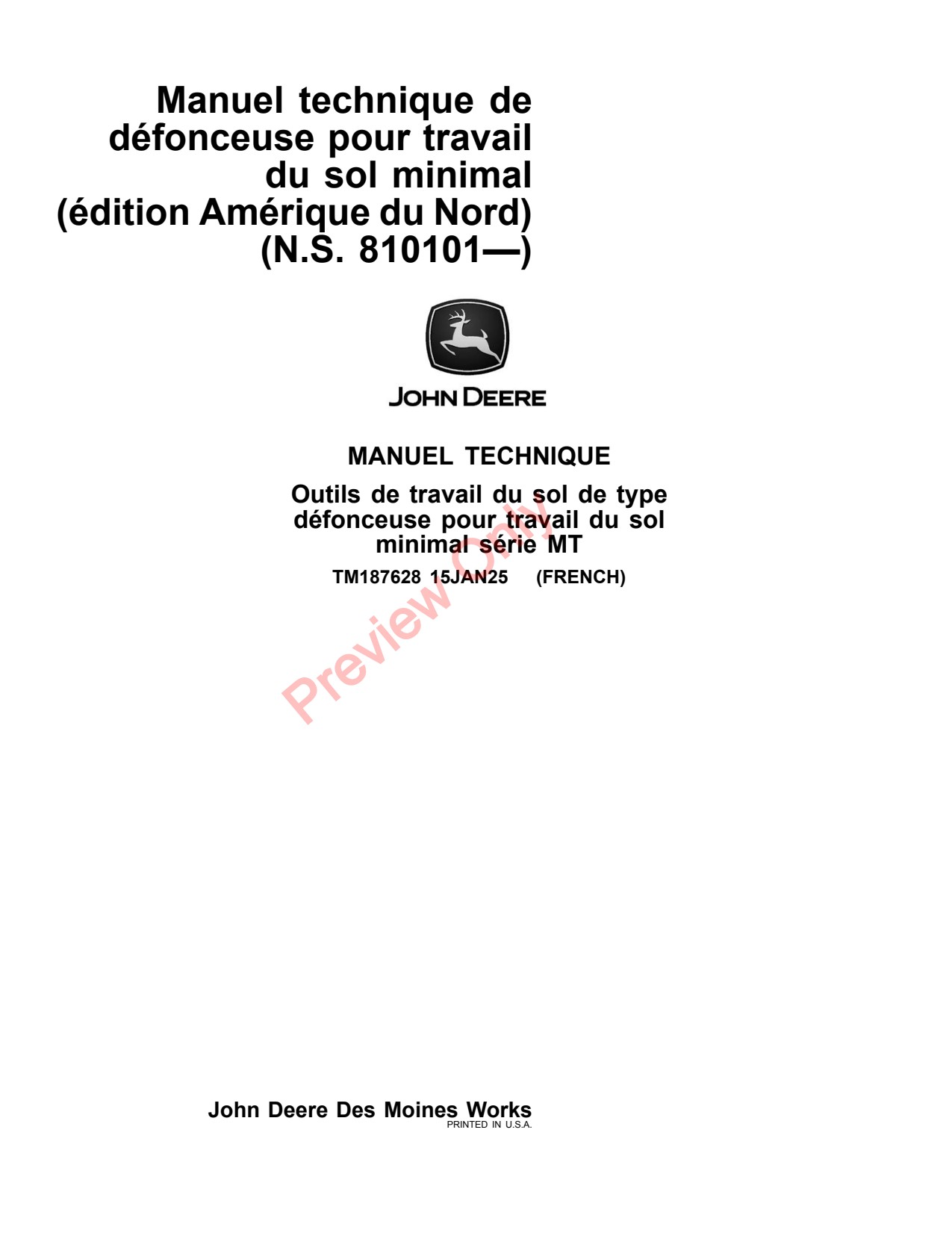 John Deere MT5 to MT11 Min-till Ripper Technical Manual TM187628 FR 1 John Deere MT5 to MT11 Min-till Ripper Technical Manual TM187628 FR