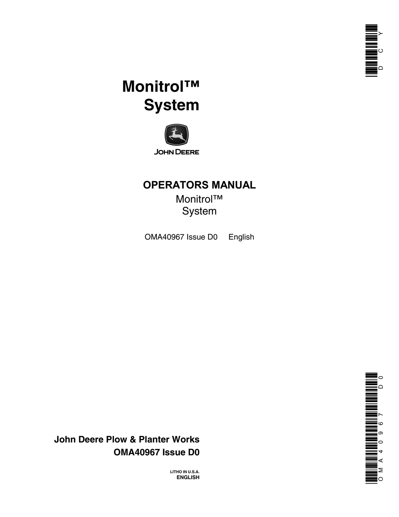 John Deere Monitrol Precision Ag Electronics Operator Manual OMA40967 1 John Deere Monitrol Precision Ag Electronics Operator Manual OMA40967