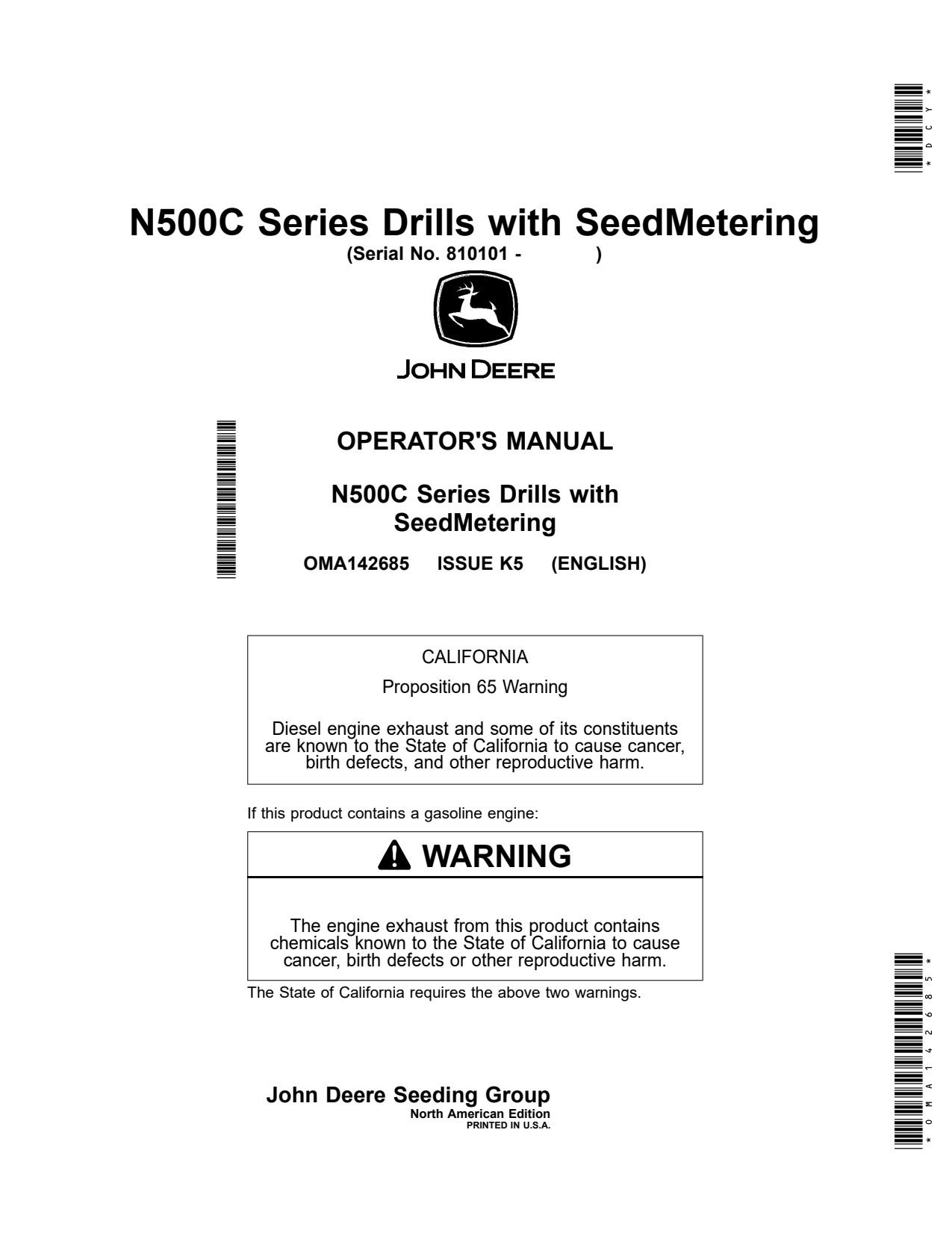 John Deere N530C N536C N540C N542C N500C Drill Operator Manual OMA142685 1 John Deere N530C N536C N540C N542C N500C Drill Operator Manual OMA142685