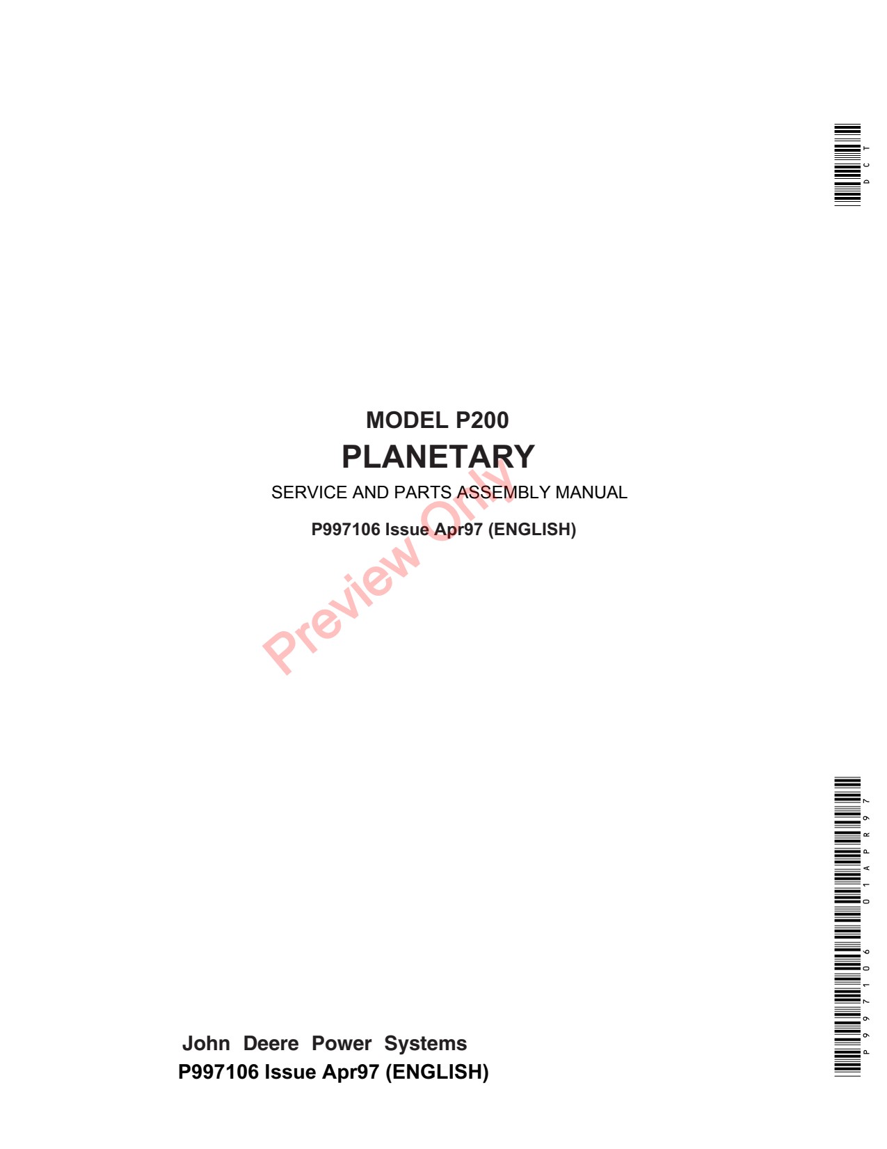 John Deere P200 PTO Component Technical Manual P997106 1 John Deere P200 PTO Component Technical Manual P997106