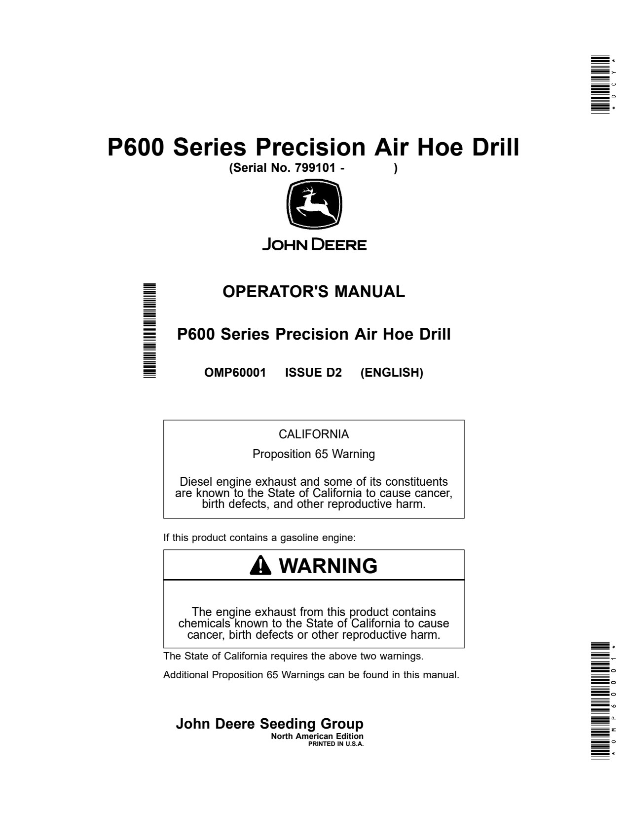 John Deere P660 P670 P600 Air Hoe Drill Operator Manual OMP60001 1 John Deere P660 P670 P600 Air Hoe Drill Operator Manual OMP60001