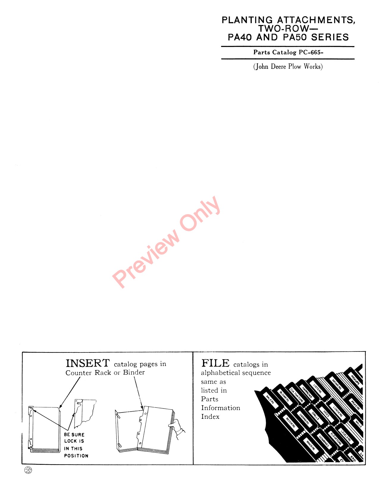 John Deere PA40 PA50 Planting Attachment Parts Catalog PC665 1 John Deere PA40 PA50 Planting Attachment Parts Catalog PC665