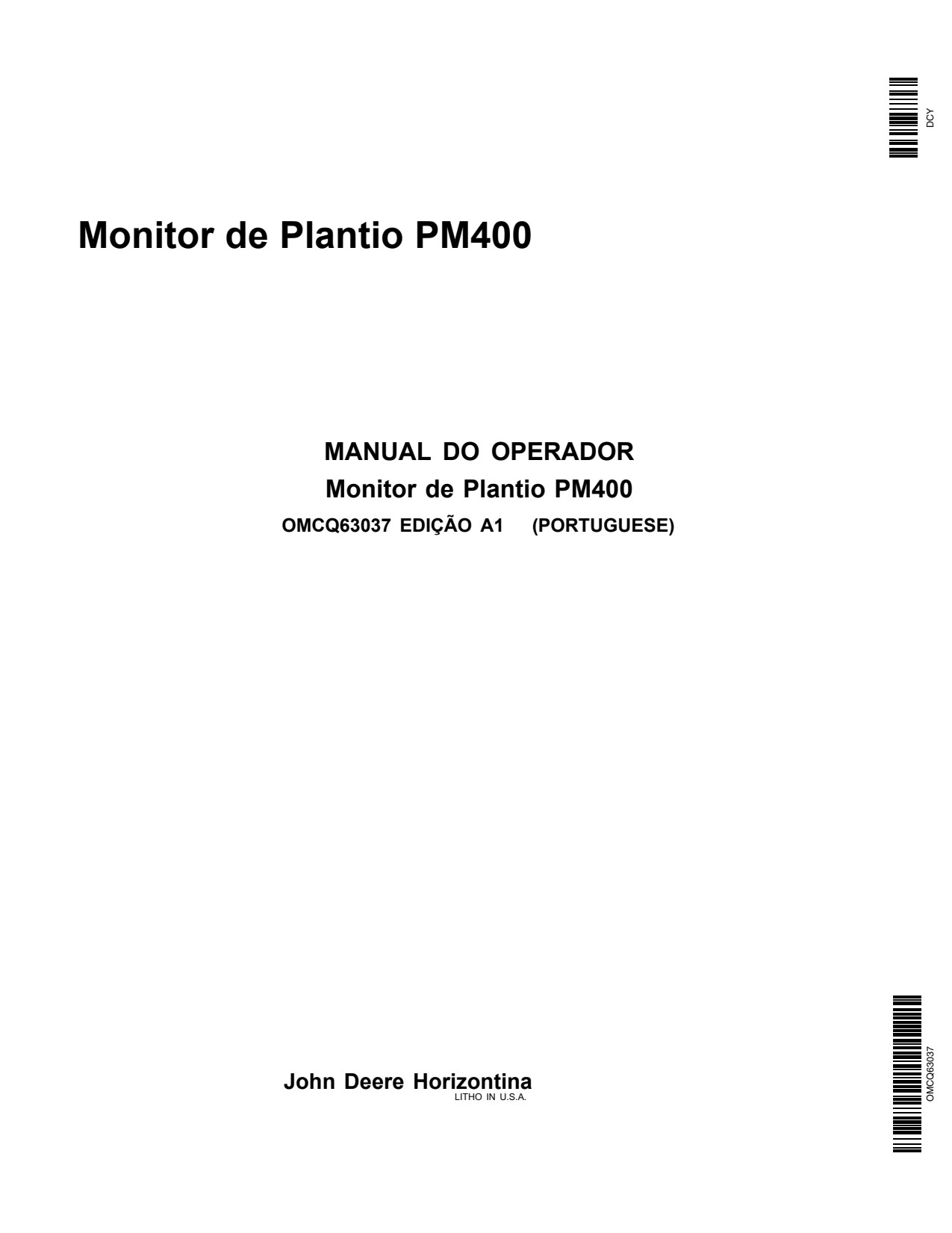 John Deere PM400 Precision Ag Electronics Operator Manual OMCQ63037 PT 1 John Deere PM400 Precision Ag Electronics Operator Manual OMCQ63037 PT