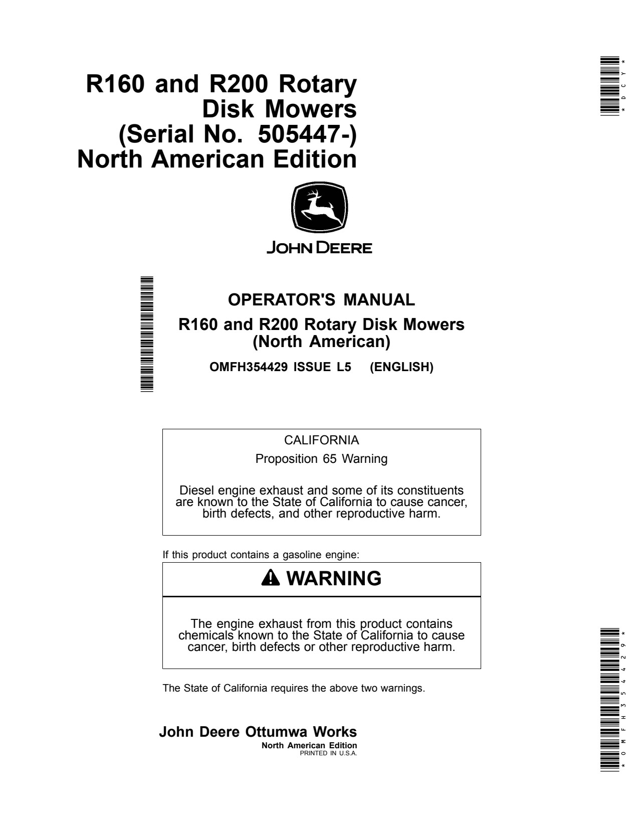 John Deere R160 R200 Rotary Disk Mower Operator Manual OMFH354429 1 John Deere R160 R200 Rotary Disk Mower Operator Manual OMFH354429