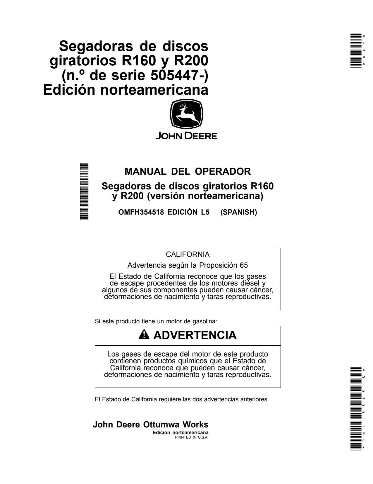 John Deere R160 R200 Rotary Disk Mower Operator Manual OMFH354518 ES 1 John Deere R160 R200 Rotary Disk Mower Operator Manual OMFH354518 ES