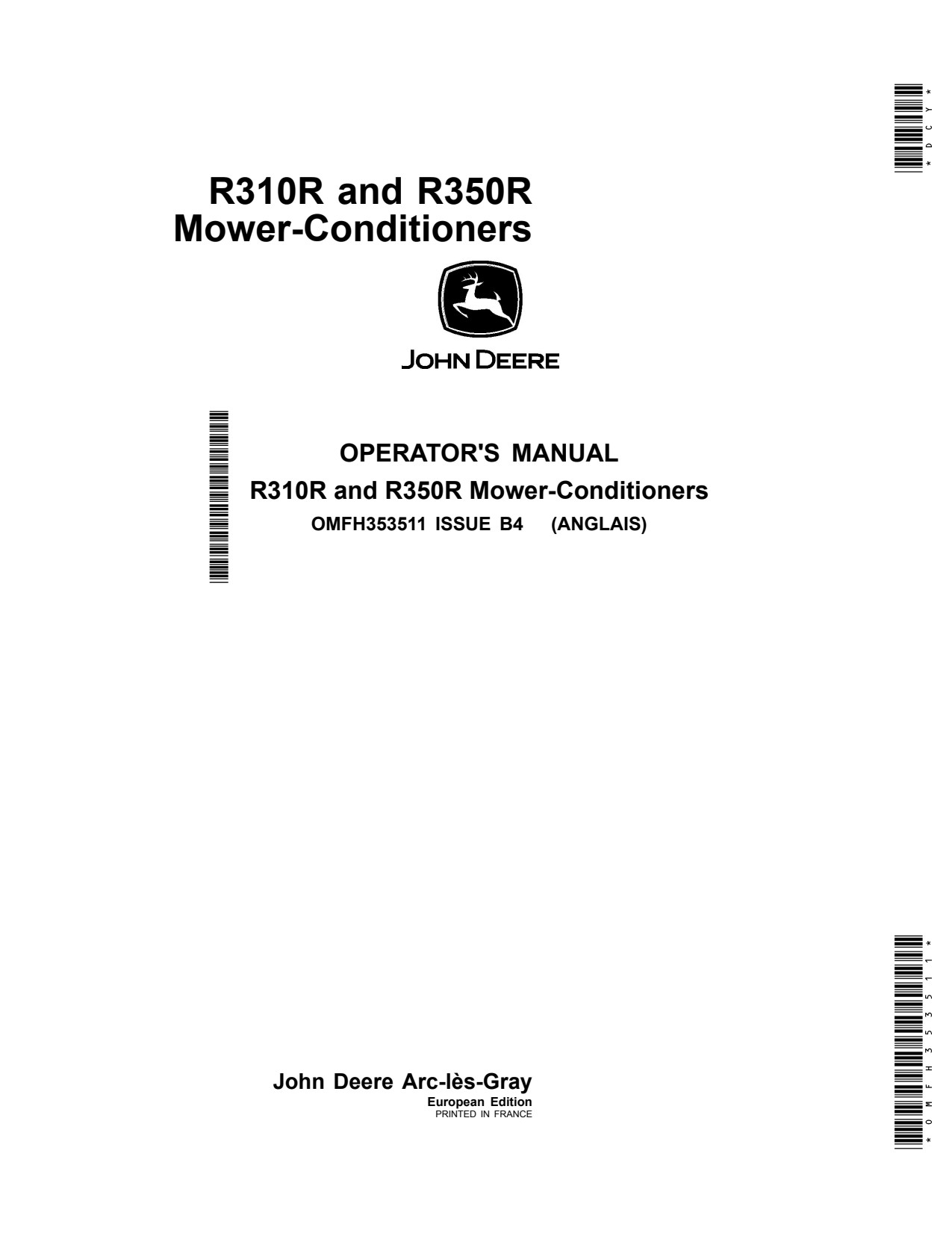 John Deere R310R R350R Mower Conditioner Operator Manual OMFH353511 1 John Deere R310R R350R Mower Conditioner Operator Manual OMFH353511