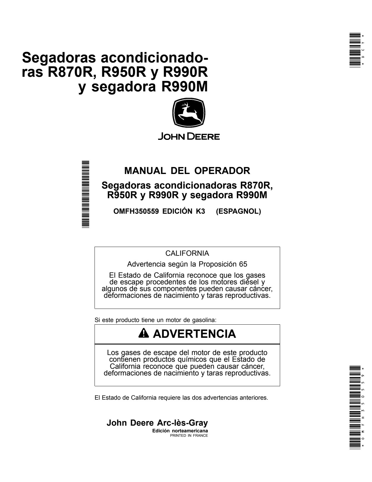 John Deere R870R R950R R990M R990R Mower Conditioner Operator Manual OMFH350559 ES 1 John Deere R870R R950R R990M R990R Mower Conditioner Operator Manual OMFH350559 ES