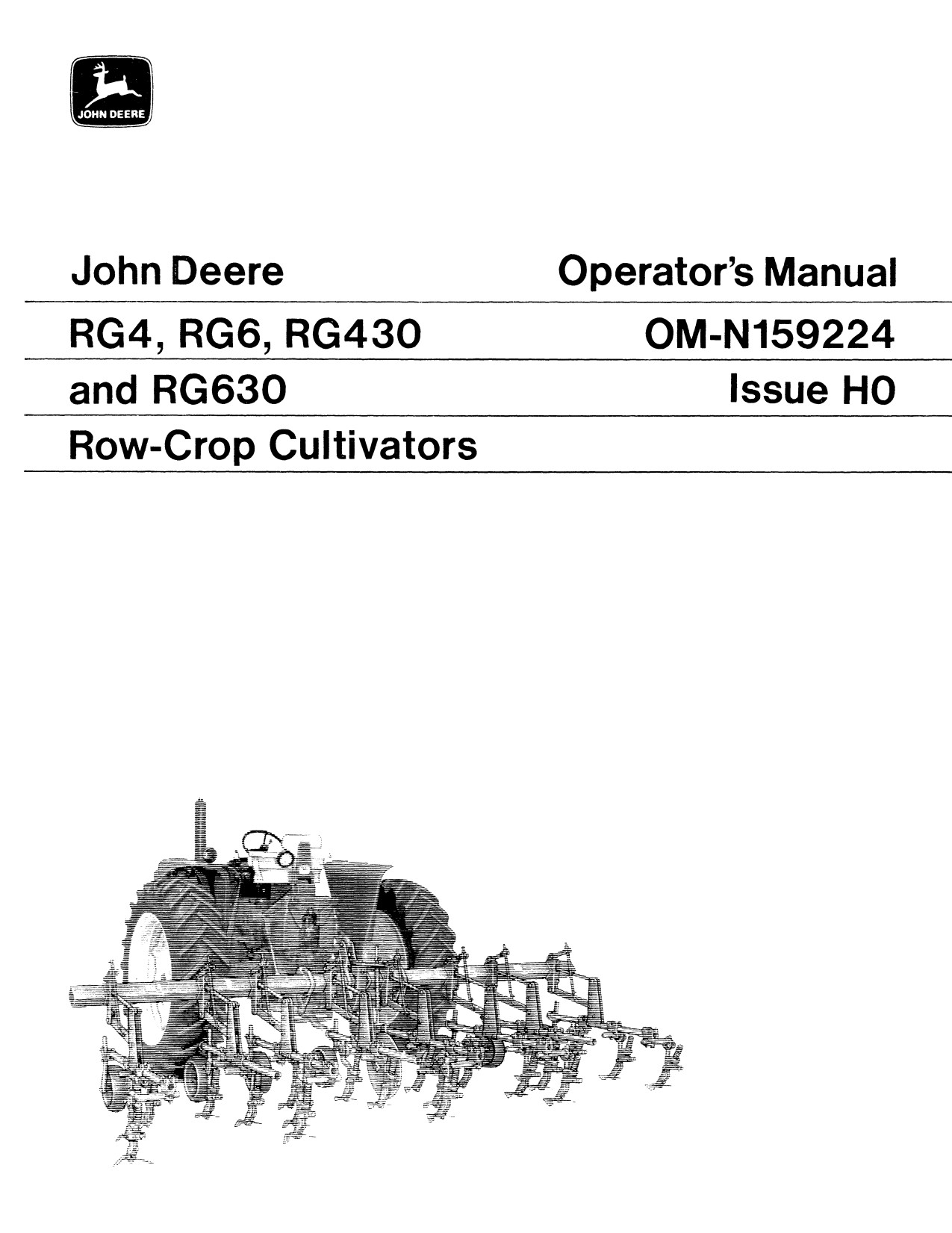 John Deere RG6 RG4 RG430 RG630 Row-crop Cultivator Operator Manual OMN159224 1 John Deere RG6 RG4 RG430 RG630 Row-crop Cultivator Operator Manual OMN159224