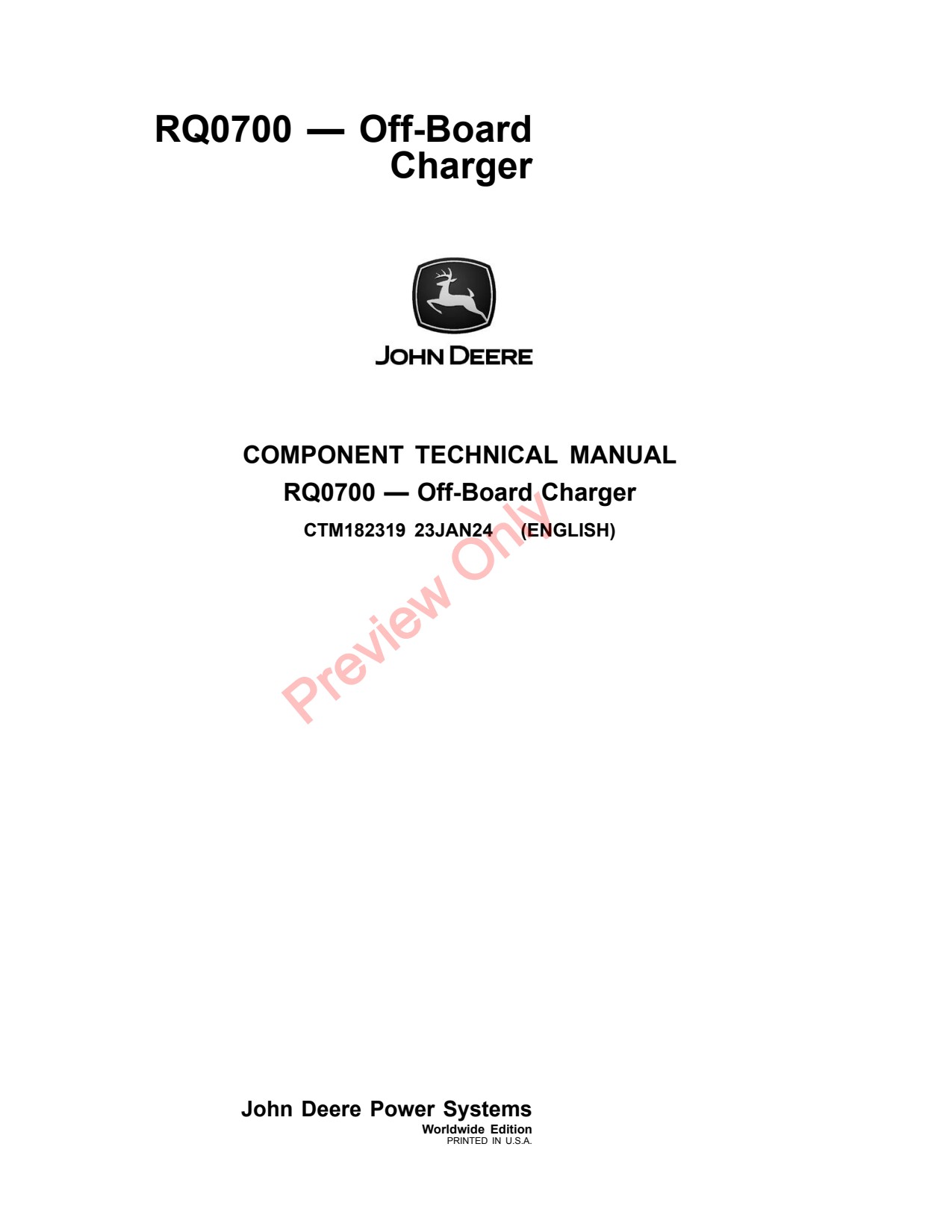 John Deere RQ0700 Attachment Component Technical Manual CTM182319 1 John Deere RQ0700 Attachment Component Technical Manual CTM182319