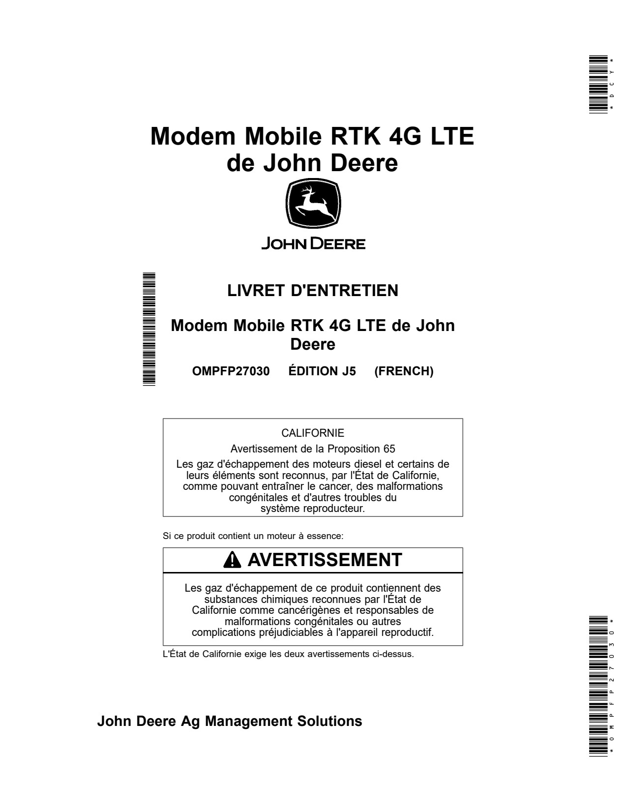 John Deere RTK Modem 4G Precision Ag Electronics Operator Manual OMPFP27030 FR 1 John Deere RTK Modem 4G Precision Ag Electronics Operator Manual OMPFP27030 FR