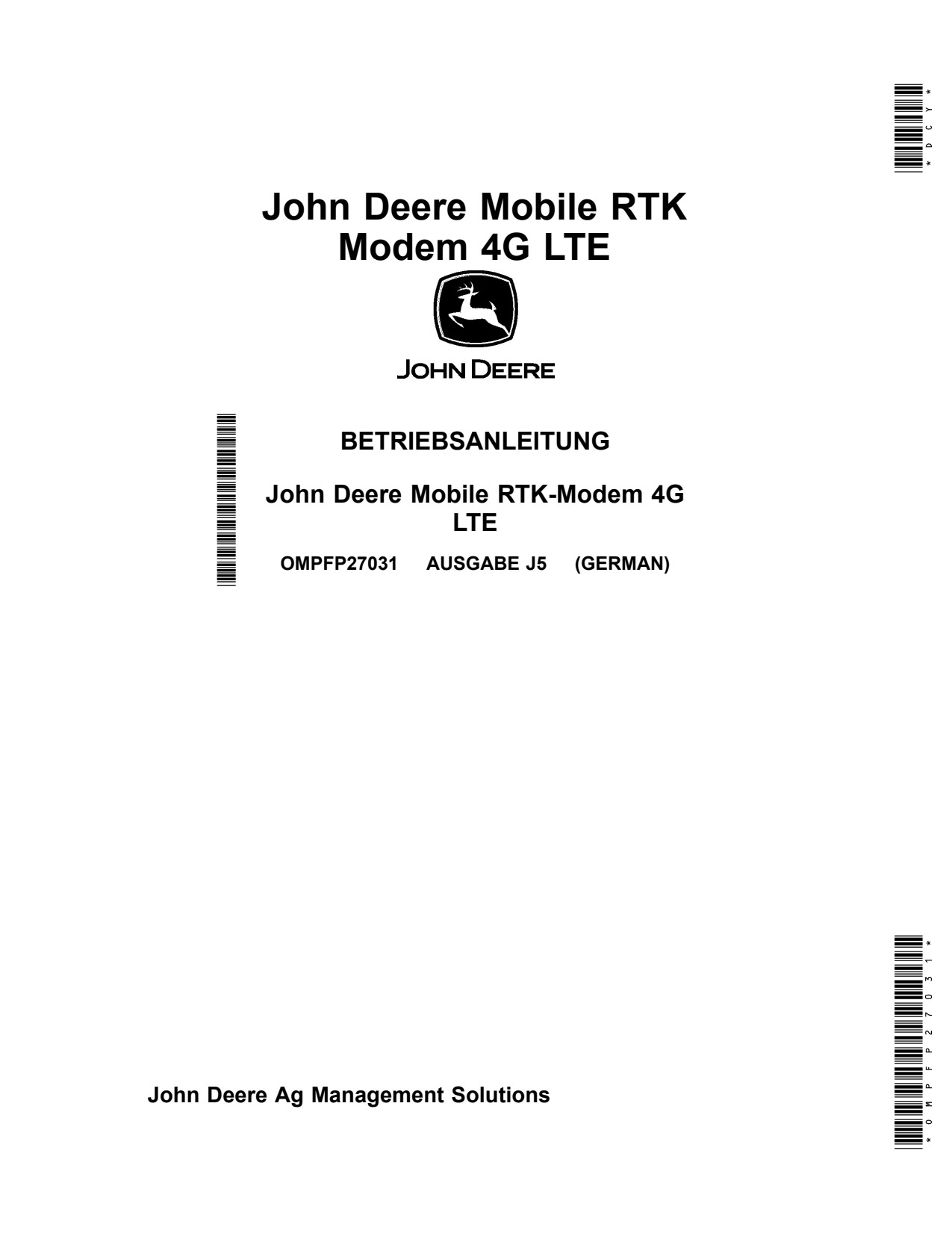 John Deere RTK Modem 4G Precision Ag Electronics Operator Manual OMPFP27031 DE 1 John Deere RTK Modem 4G Precision Ag Electronics Operator Manual OMPFP27031 DE