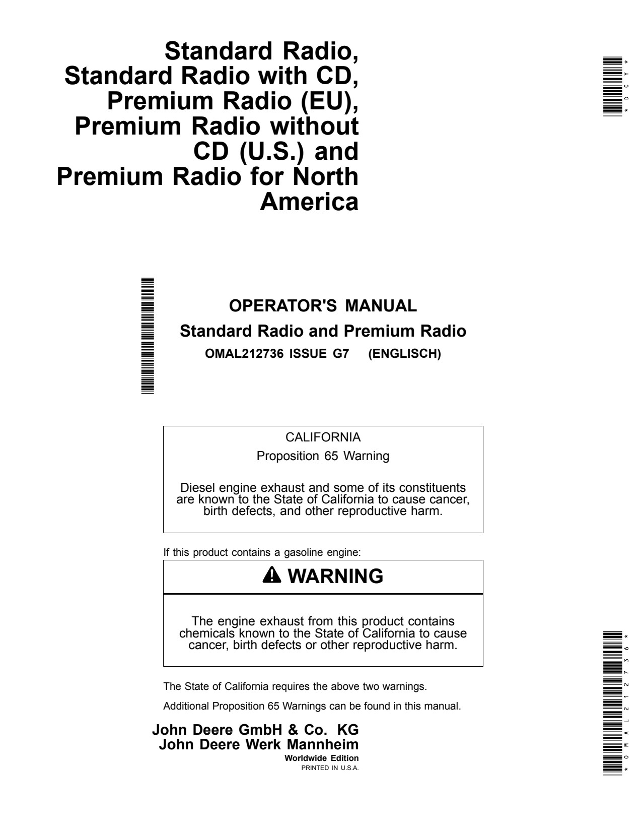 John Deere Radio Precision Ag Electronics Operator Manual OMAL212736 1 John Deere Radio Precision Ag Electronics Operator Manual OMAL212736