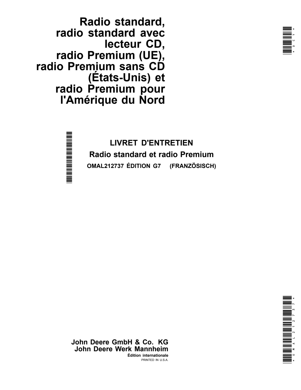John Deere Radio Precision Ag Electronics Operator Manual OMAL212737 FR 1 John Deere Radio Precision Ag Electronics Operator Manual OMAL212737 FR