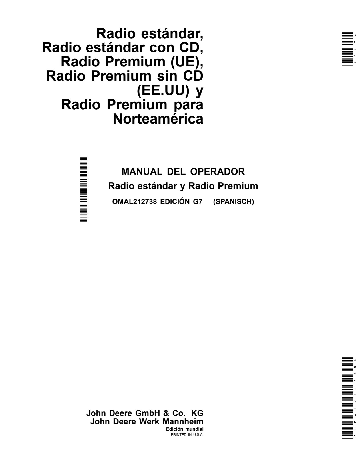 John Deere Radio Precision Ag Electronics Operator Manual OMAL212738 ES 1 John Deere Radio Precision Ag Electronics Operator Manual OMAL212738 ES