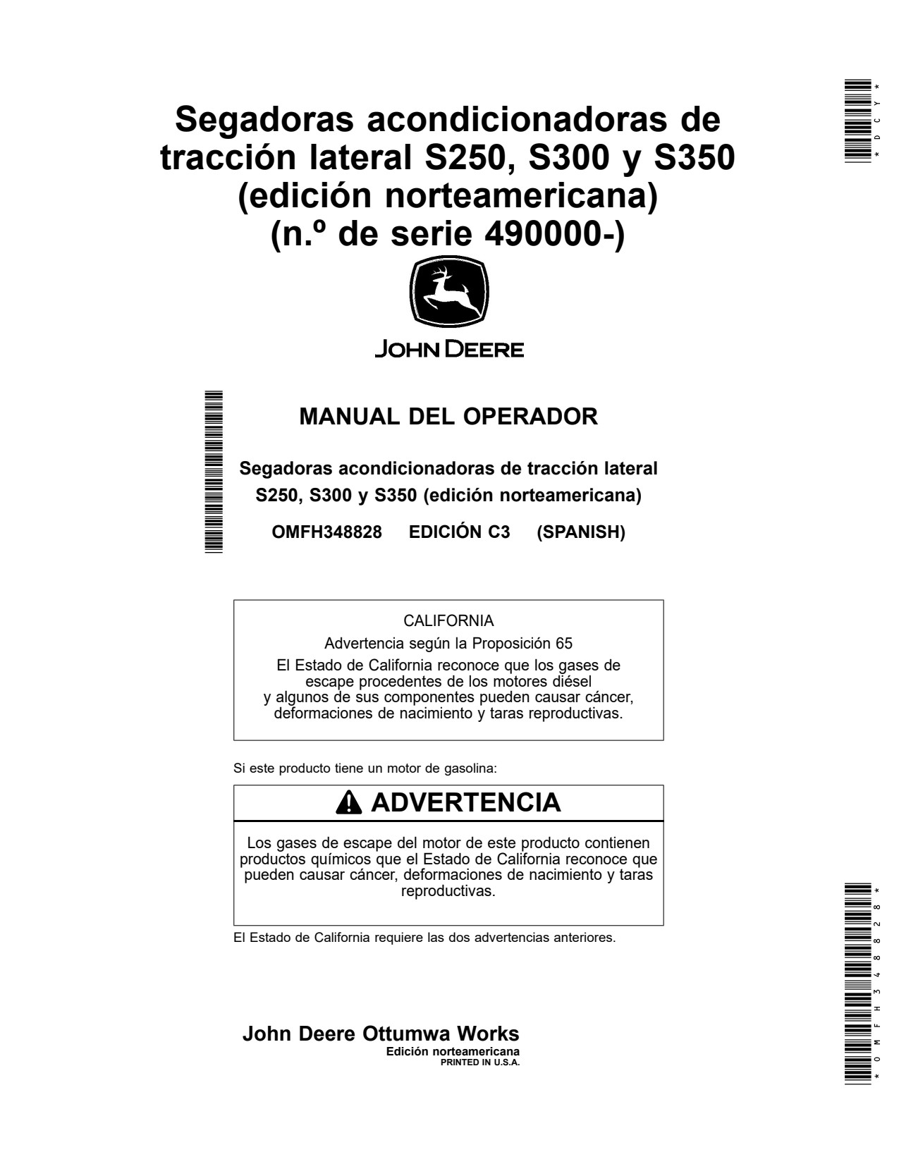 John Deere S250 to S350 Side Pull Mower Conditioner Operator Manual OMFH348828 ES 1 John Deere S250 to S350 Side Pull Mower Conditioner Operator Manual OMFH348828 ES