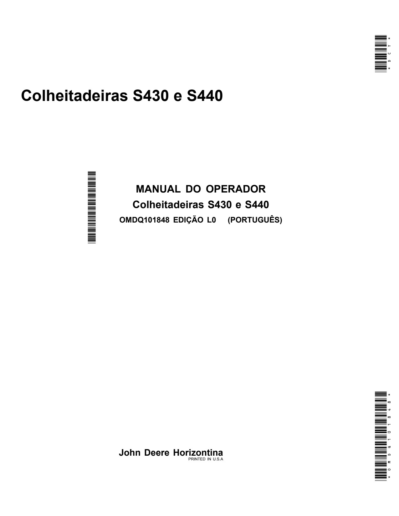 John Deere S430 S440 Combine Operator Manual OMDQ101848 PT 1 John Deere S430 S440 Combine Operator Manual OMDQ101848 PT