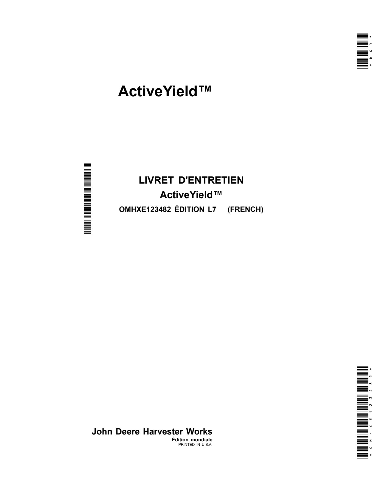 John Deere S660 to S680 S685 S690 Precision Ag Electronics Operator Manual OMHXE123482 FR 1 John Deere S660 to S680 S685 S690 Precision Ag Electronics Operator Manual OMHXE123482 FR