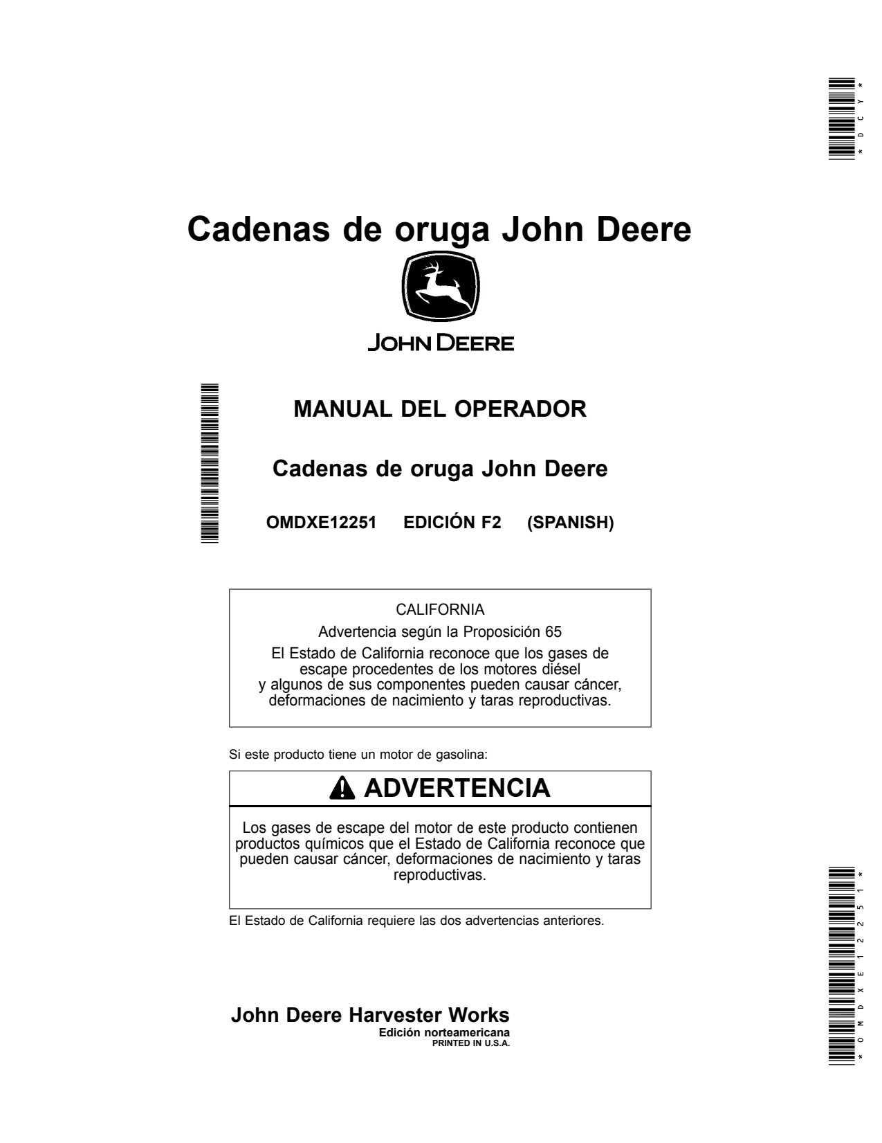 John Deere S760 S780 S770 S790 Combine Tracks Operator Manual OMDXE12251 ES 1 John Deere S760 S780 S770 S790 Combine Tracks Operator Manual OMDXE12251 ES