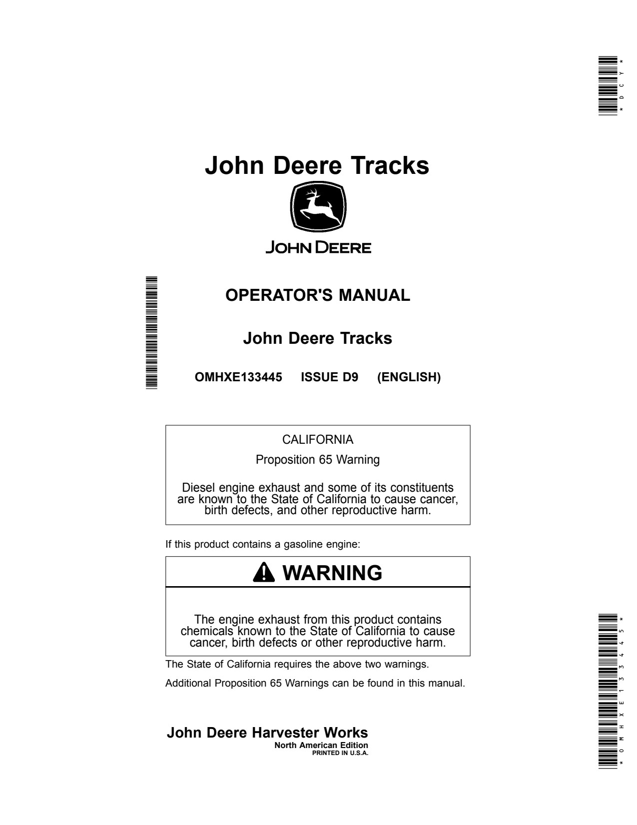 John Deere S760 S780 S770 S790 Combine Tracks Operator Manual OMHXE133445 1 John Deere S760 S780 S770 S790 Combine Tracks Operator Manual OMHXE133445