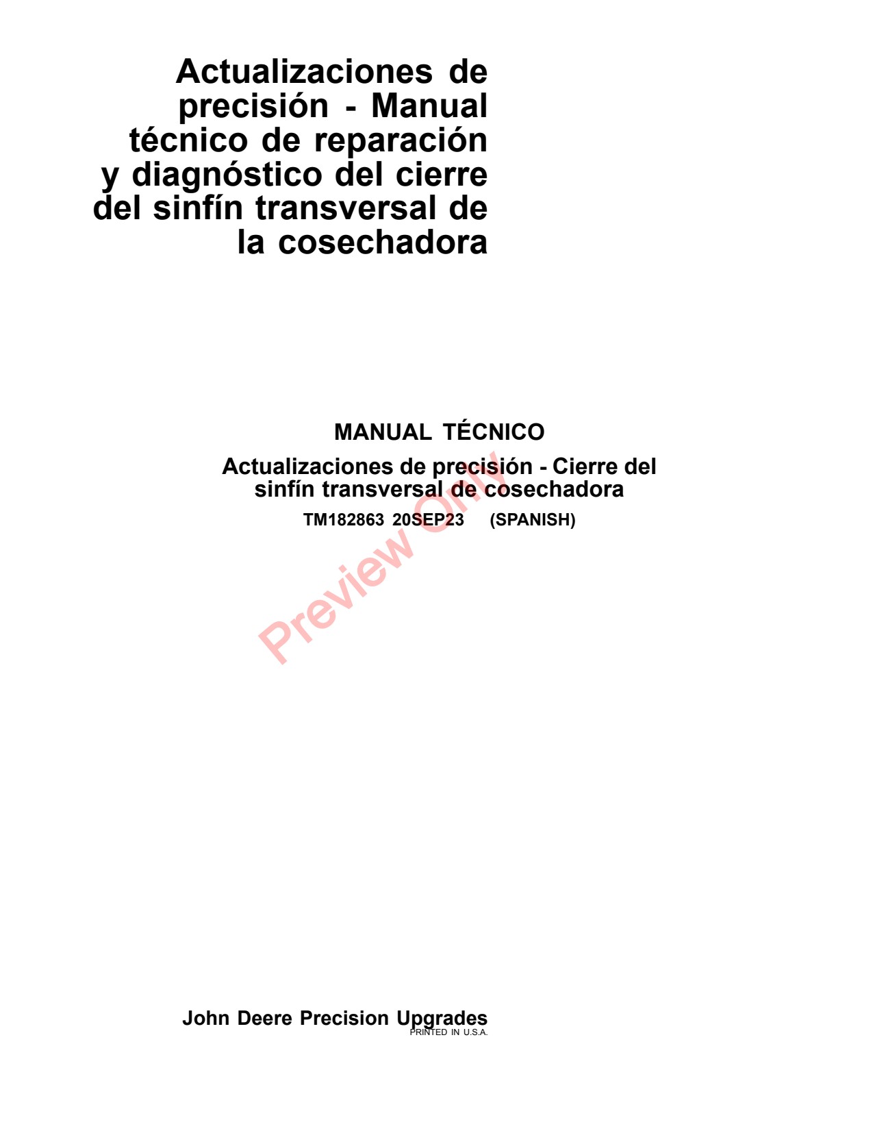 John Deere S760 to S790 Combine Technical Manual TM182863 ES 1 John Deere S760 to S790 Combine Technical Manual TM182863 ES