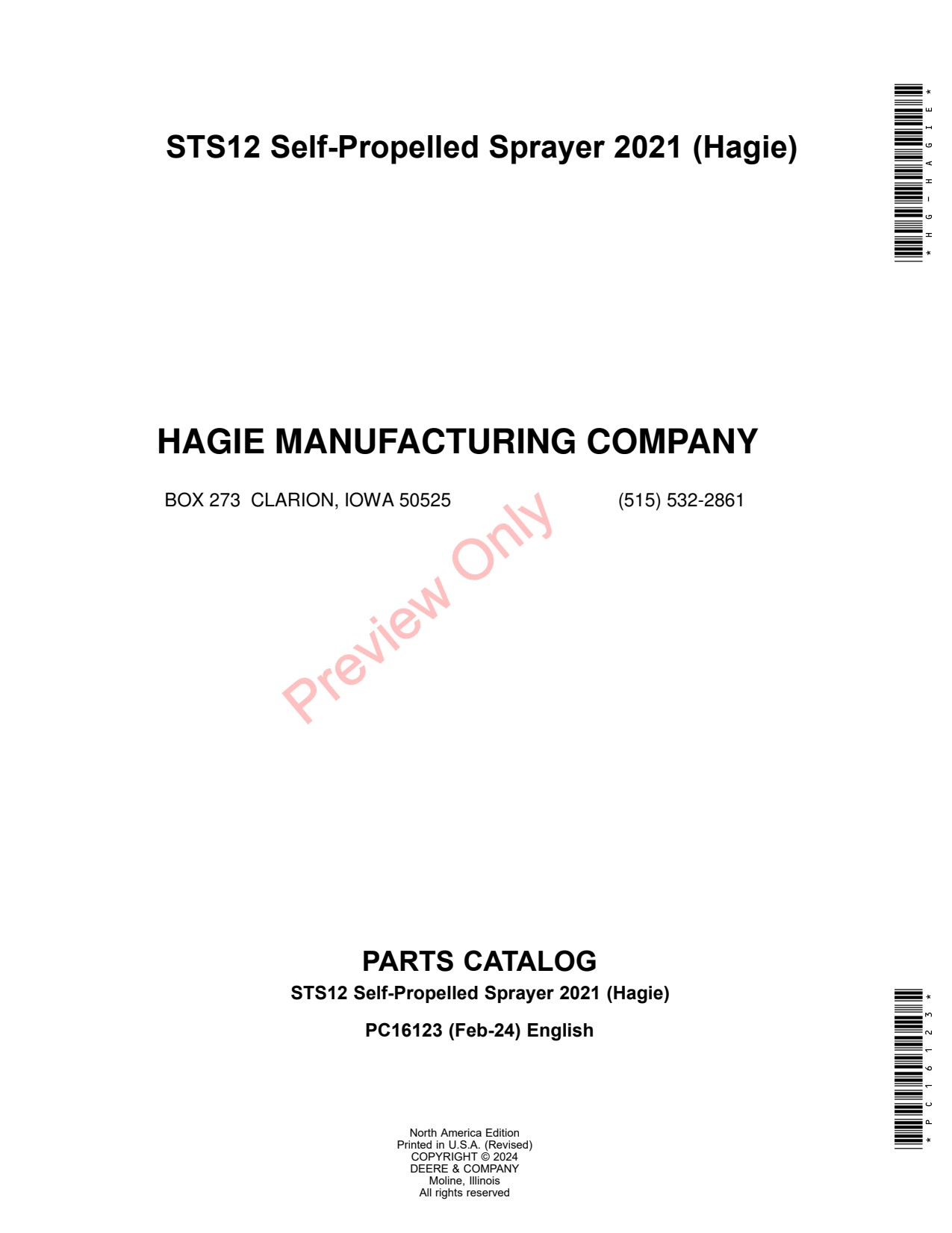 John Deere STS12 Hg-Self-Propelled Sprayer Parts Catalog PC16123 1 John Deere STS12 Hg-Self-Propelled Sprayer Parts Catalog PC16123