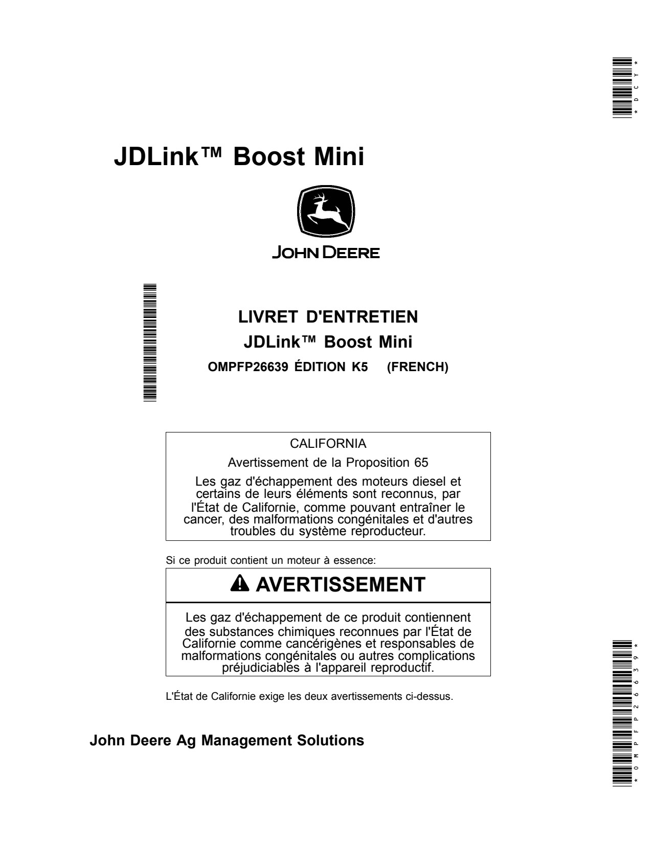John Deere Satellite Precision Ag Electronics Operator Manual OMPFP26639 FR 1 John Deere Satellite Precision Ag Electronics Operator Manual OMPFP26639 FR
