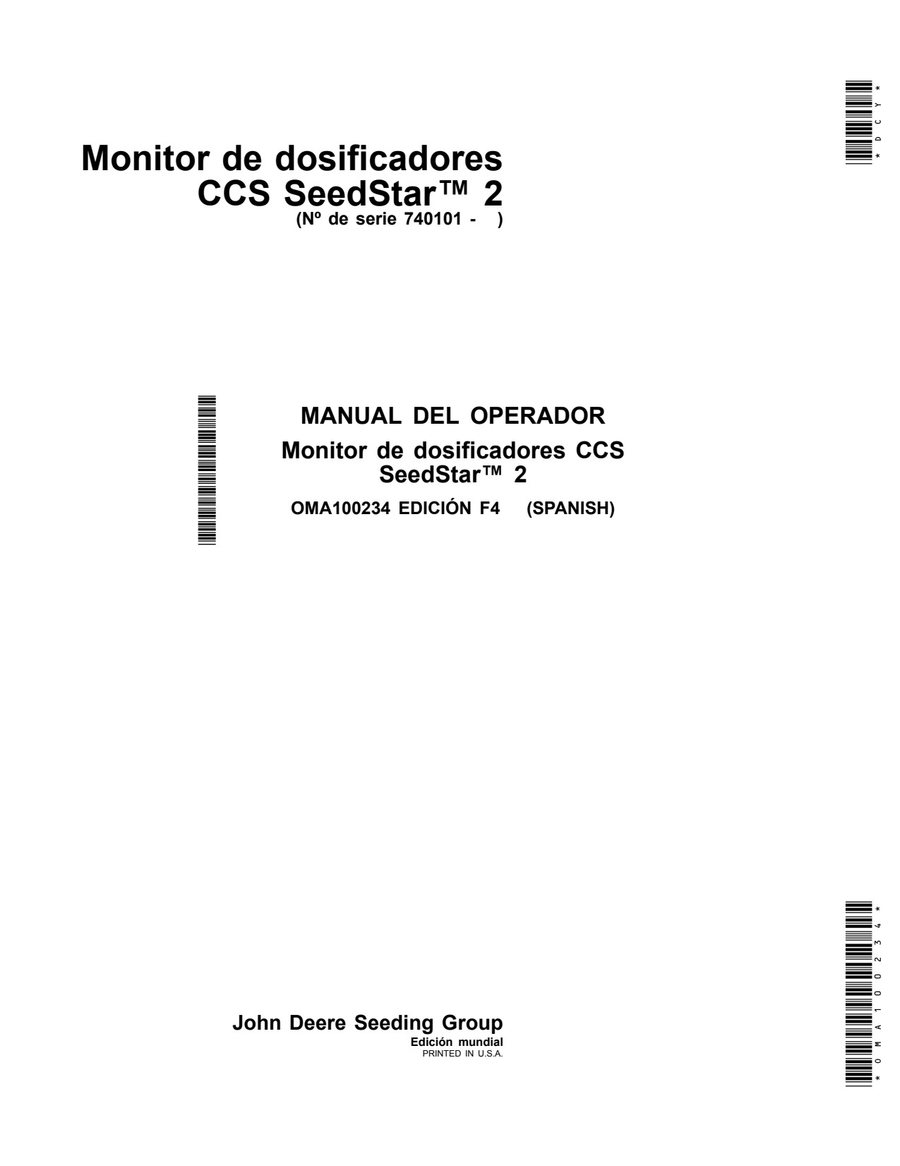 John Deere SeedStar 2 1990 Precision Ag Electronics Operator Manual OMA100234 ES 1 John Deere SeedStar 2 1990 Precision Ag Electronics Operator Manual OMA100234 ES