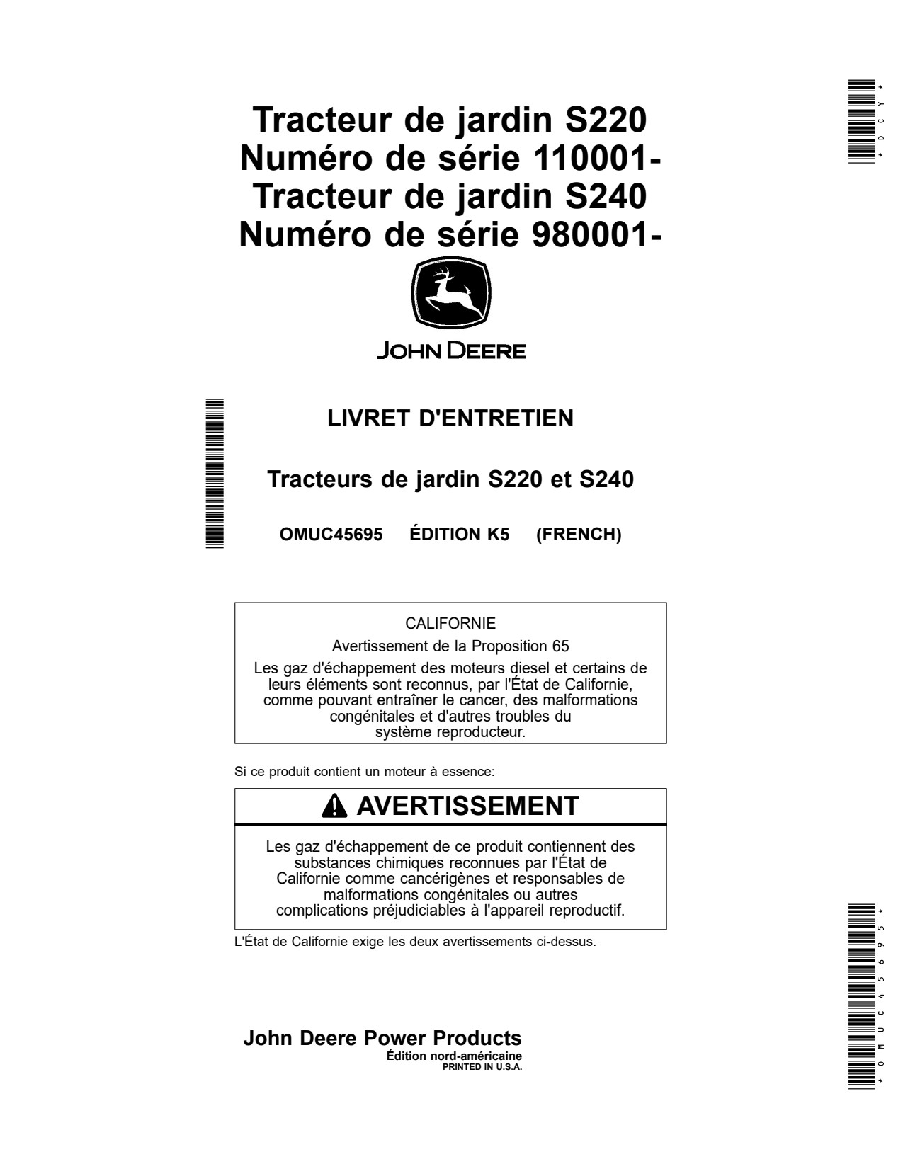 John Deere TH 6x4 Diesel Utility Vehicle Gator Operator Manual OMUC45695 FR 1 John Deere TH 6x4 Diesel Utility Vehicle Gator Operator Manual OMUC45695 FR