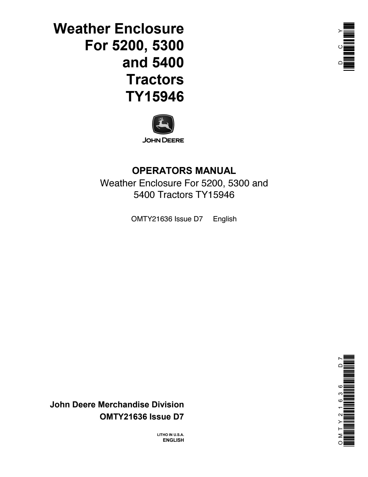 John Deere TY15946 5200 to 5400 5303 5403 Tractor Operator Manual OMTY21636 1 John Deere TY15946 5200 to 5400 5303 5403 Tractor Operator Manual OMTY21636