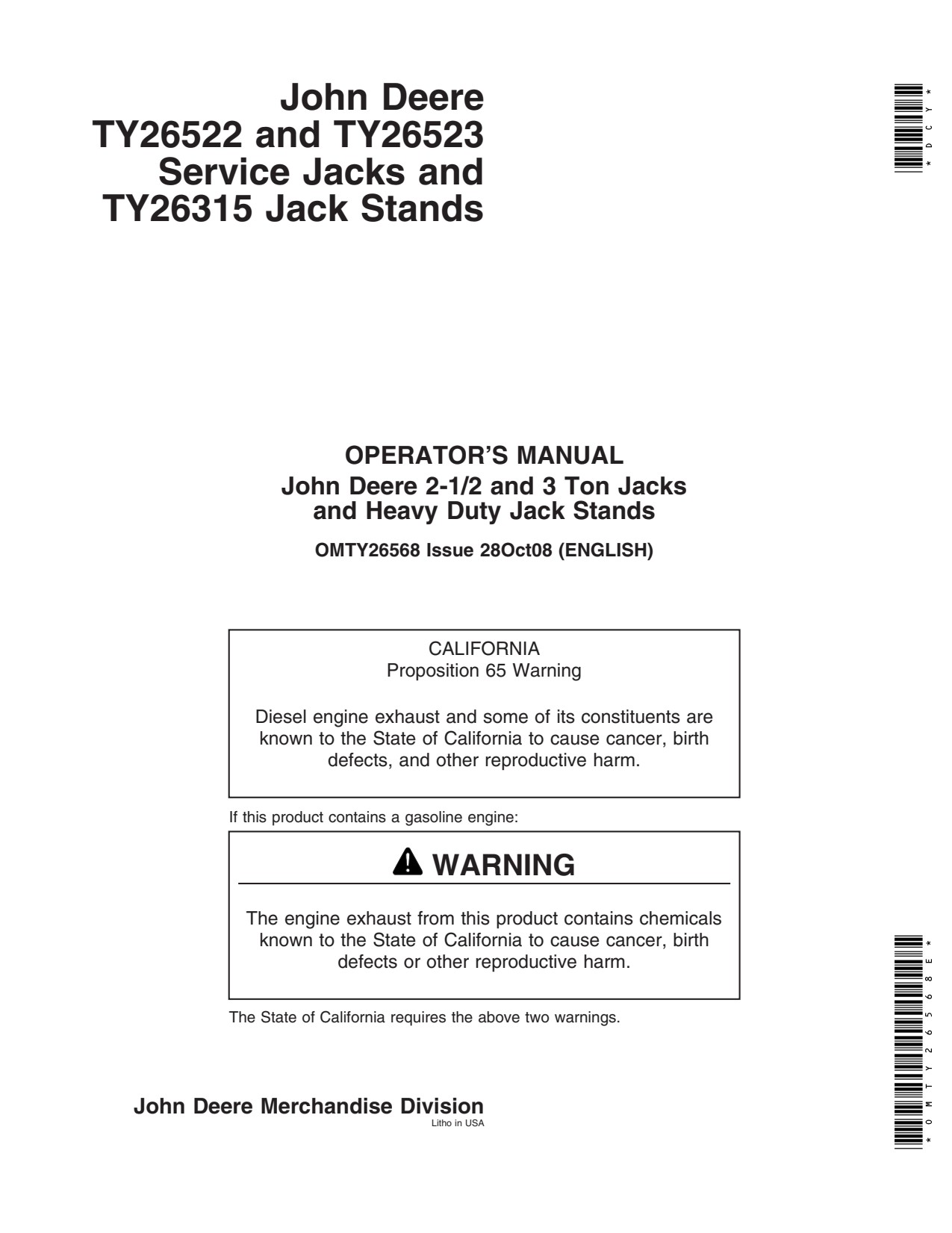 John Deere TY26315 TY26522 TY26523 -1 Hand Tool Operator Manual OMTY26568E 1 John Deere TY26315 TY26522 TY26523 -1 Hand Tool Operator Manual OMTY26568E