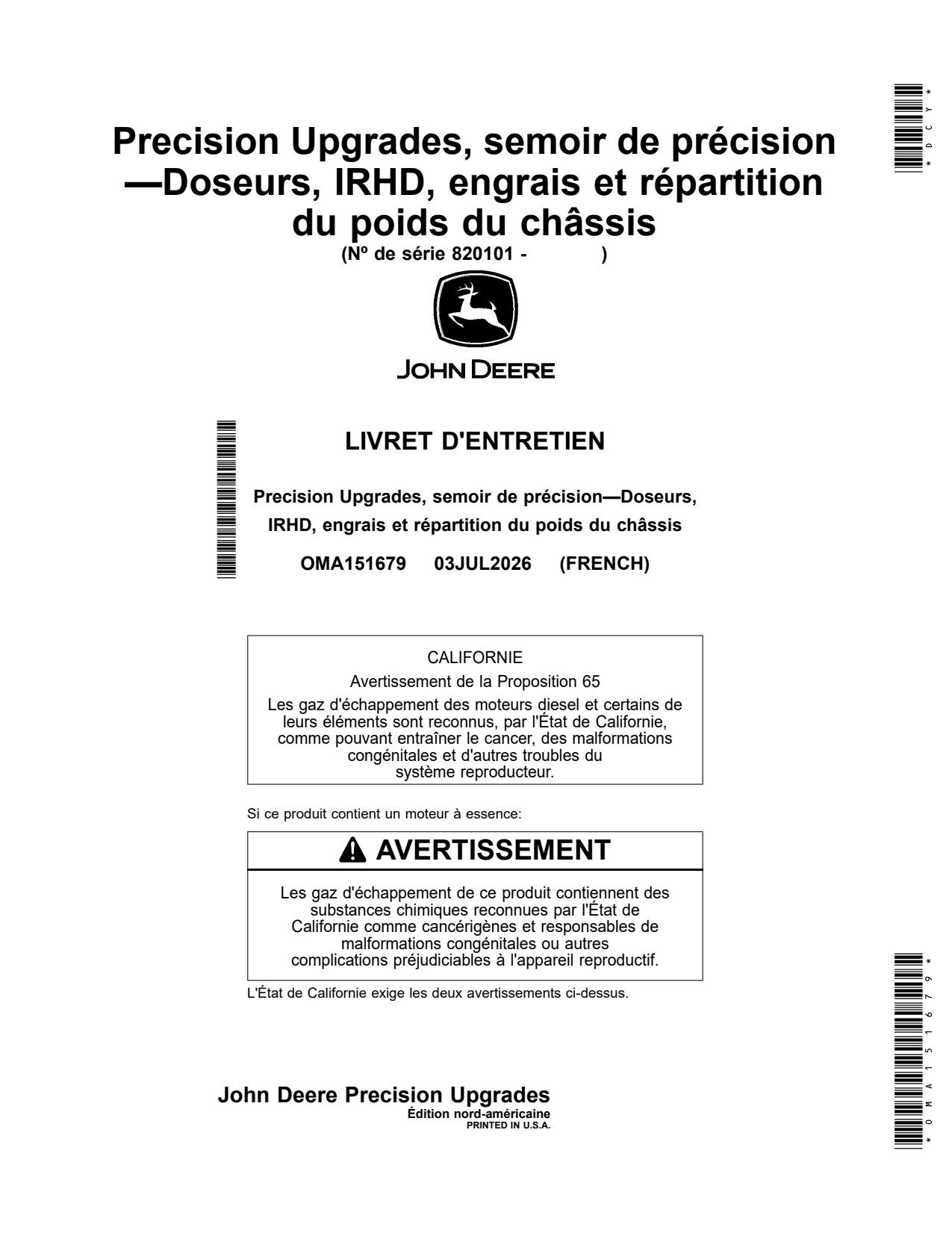 John Deere Universal Planter Operator Manual OMA151679 FR 1 John Deere Universal Planter Operator Manual OMA151679 FR