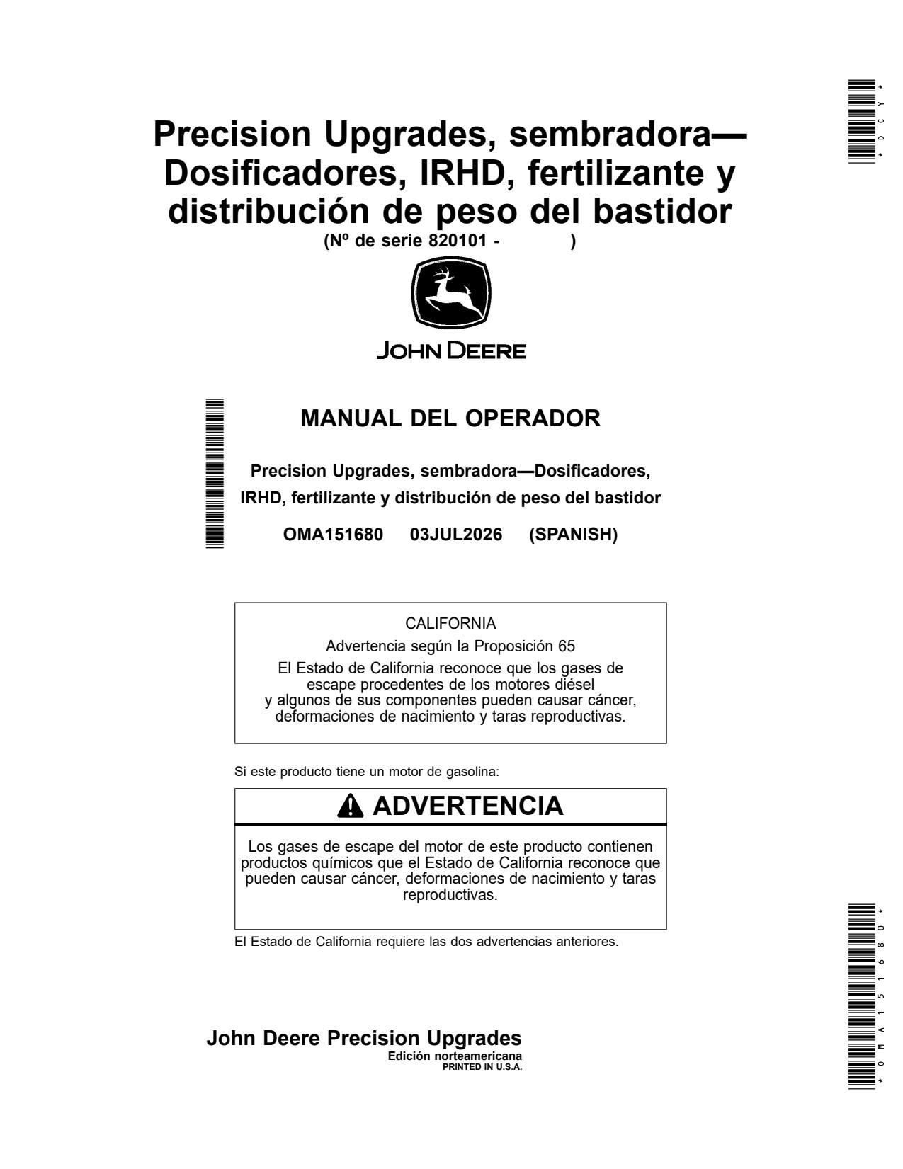 John Deere Universal Planter Operator Manual OMA151680 ES 1 John Deere Universal Planter Operator Manual OMA151680 ES