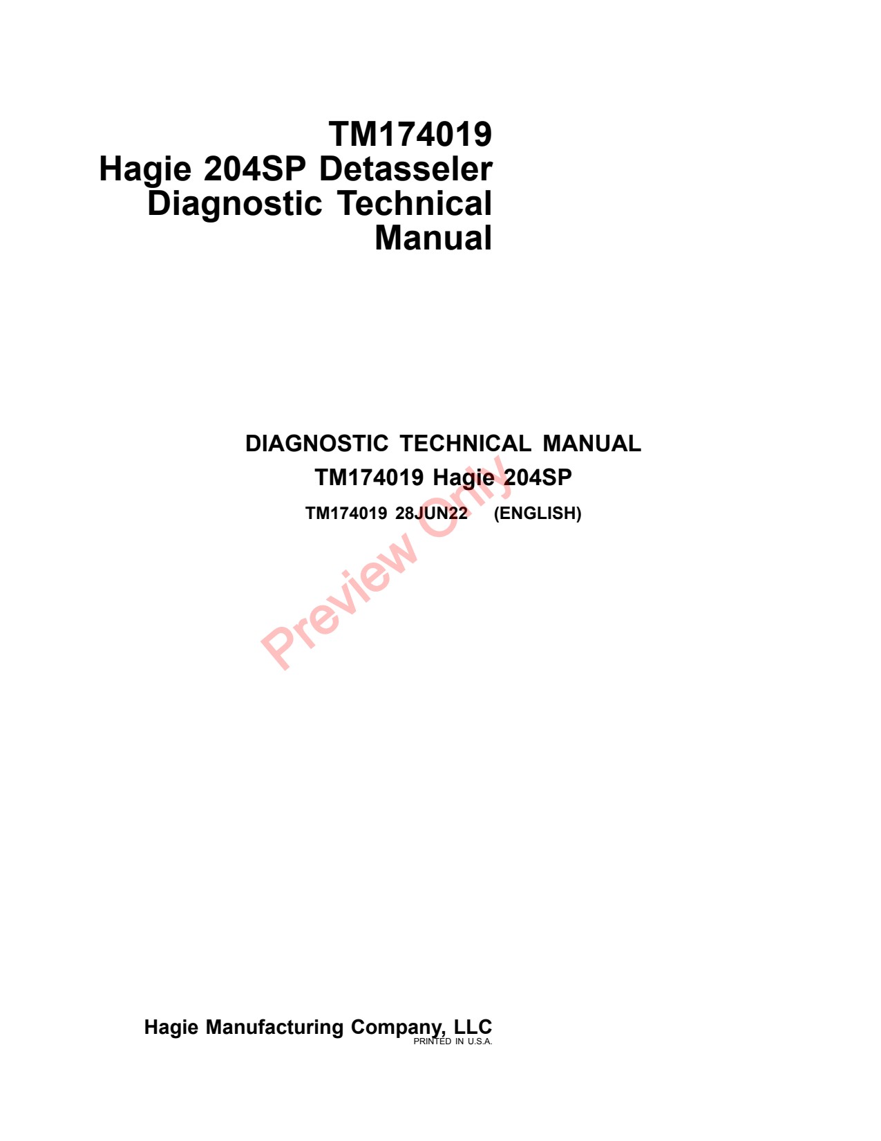 John Deere V451G V451M V461M 204SP Detasseler Diagnostic Technical Manual TM174019 1 John Deere V451G V451M V461M 204SP Detasseler Diagnostic Technical Manual TM174019