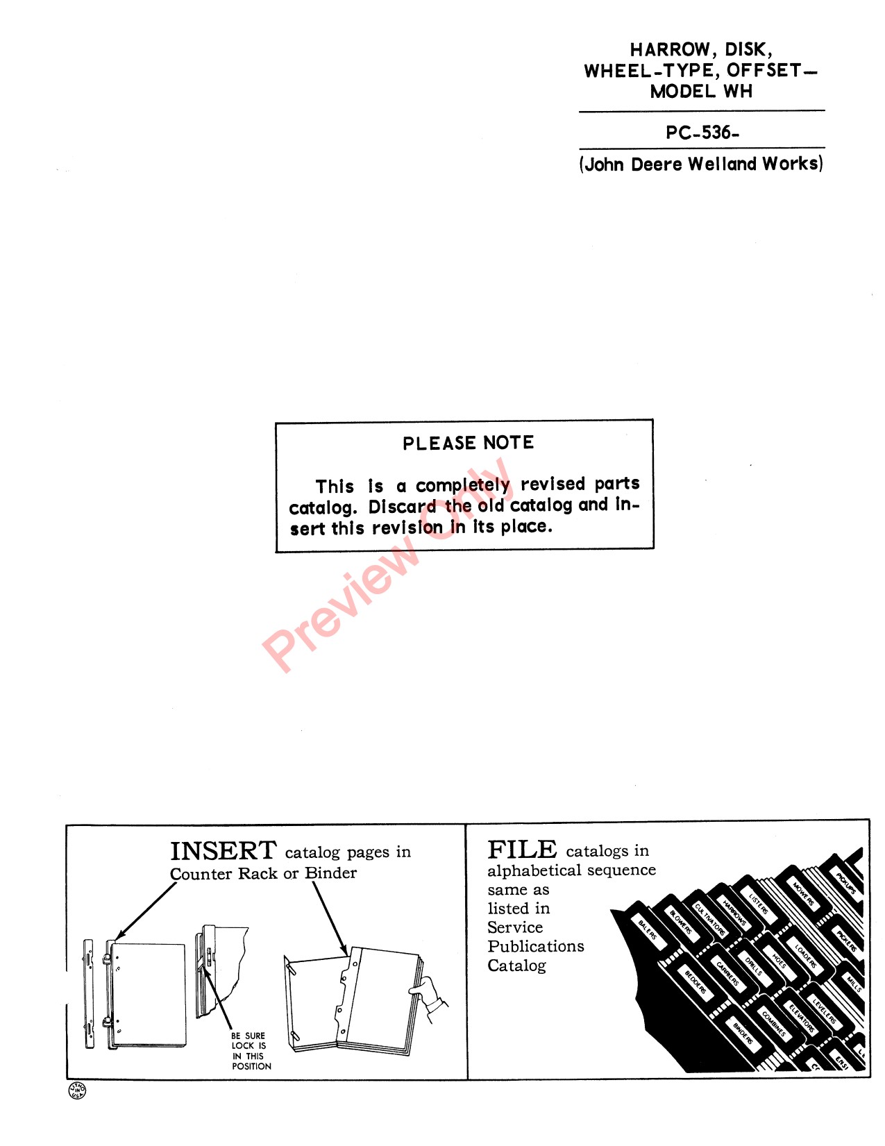 John Deere WH53 WH60 WH69 WH83 WH90 Wheel-type Offset Disk Harrow Parts Catalog PC536 1 John Deere WH53 WH60 WH69 WH83 WH90 Wheel-type Offset Disk Harrow Parts Catalog PC536