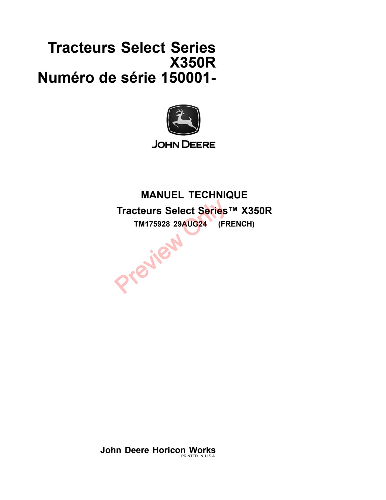 John Deere X350R Tractor Technical Manual TM175928 FR 1 John Deere X350R Tractor Technical Manual TM175928 FR